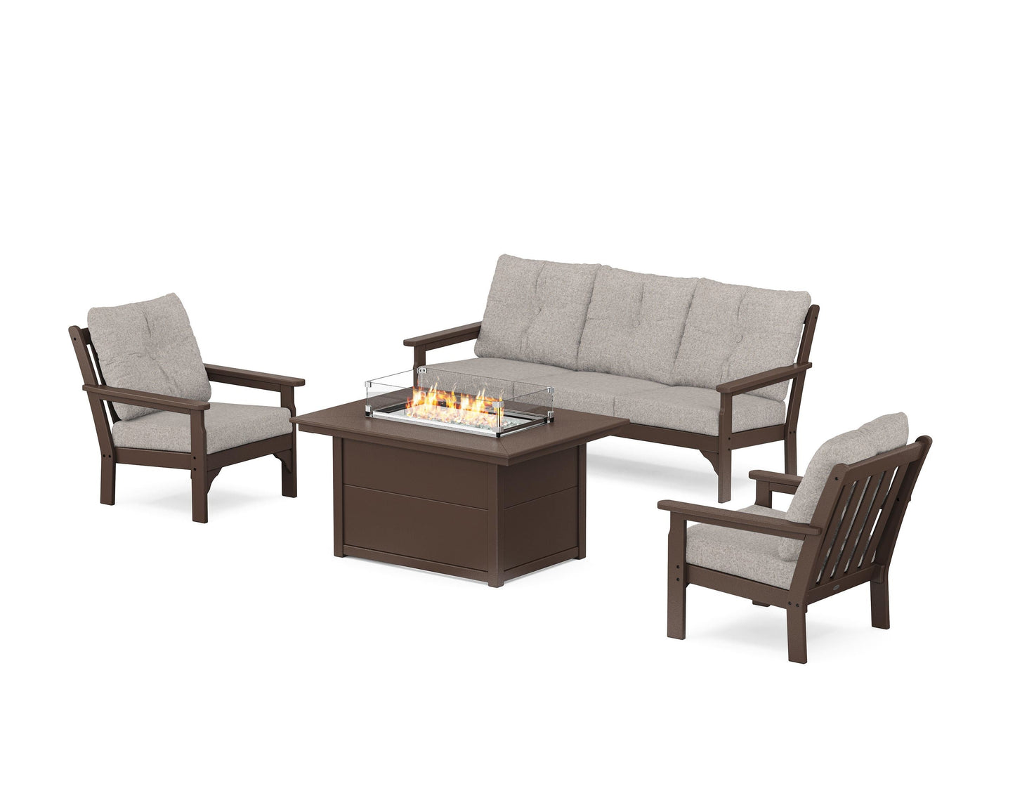Vineyard Deep Seating Fire Pit Table Set