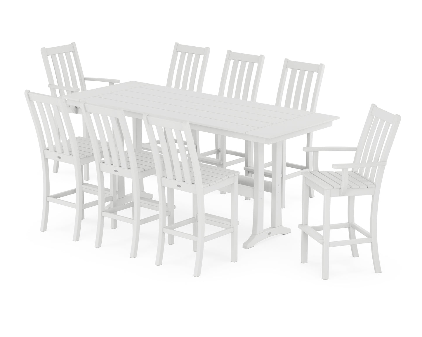 Vineyard 9-Piece Farmhouse Bar Set with Trestle Legs