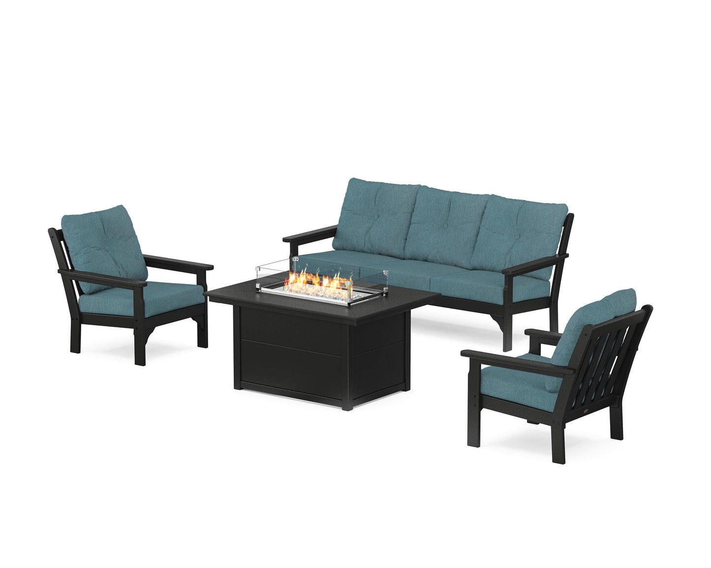 Vineyard Deep Seating Fire Pit Table Set