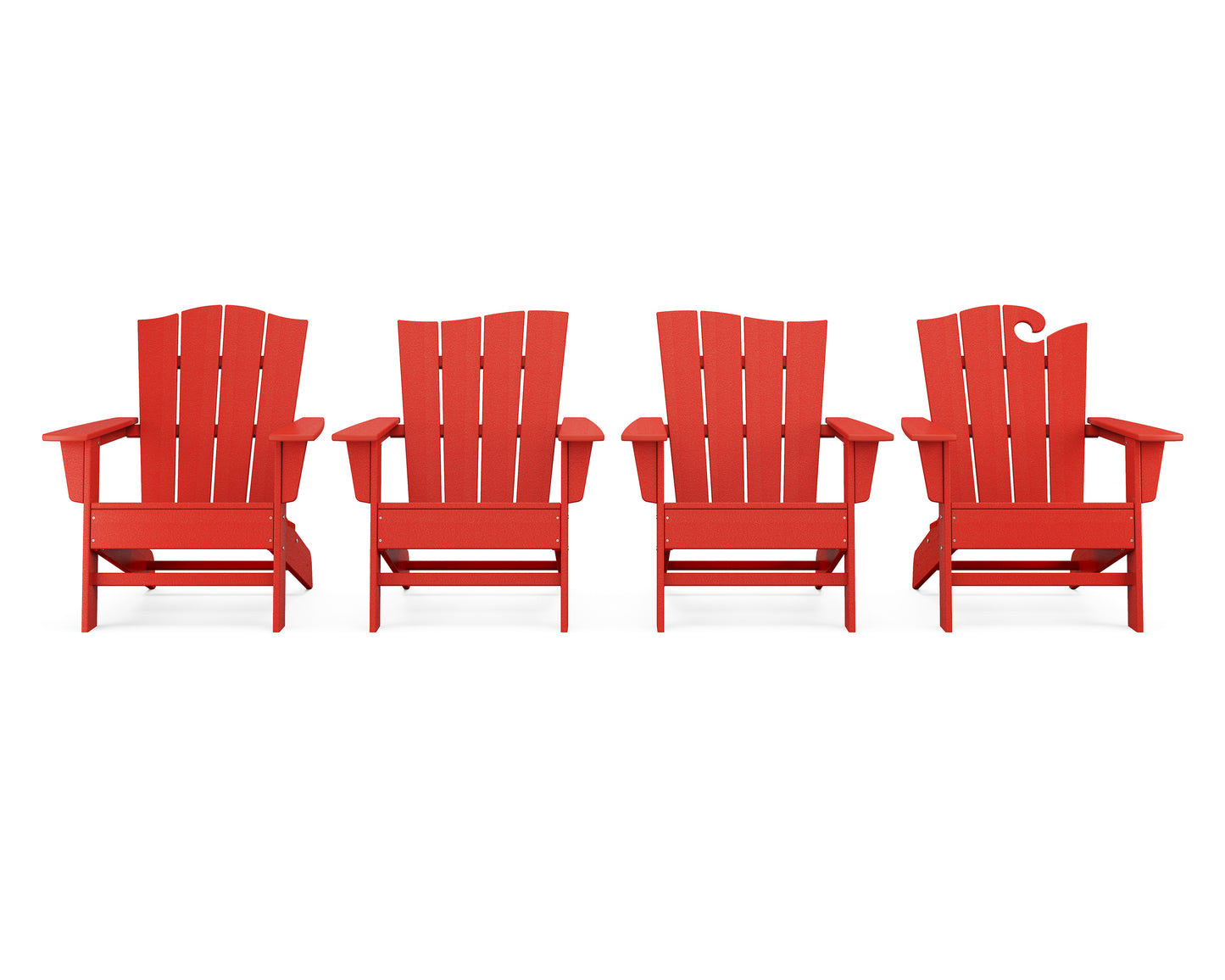 Wave Collection 4-Piece Adirondack Chair Set