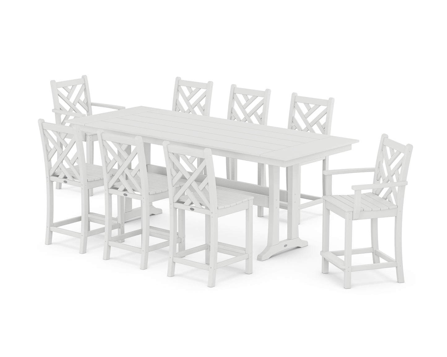 Chippendale 9-Piece Farmhouse Counter Set with Trestle Legs