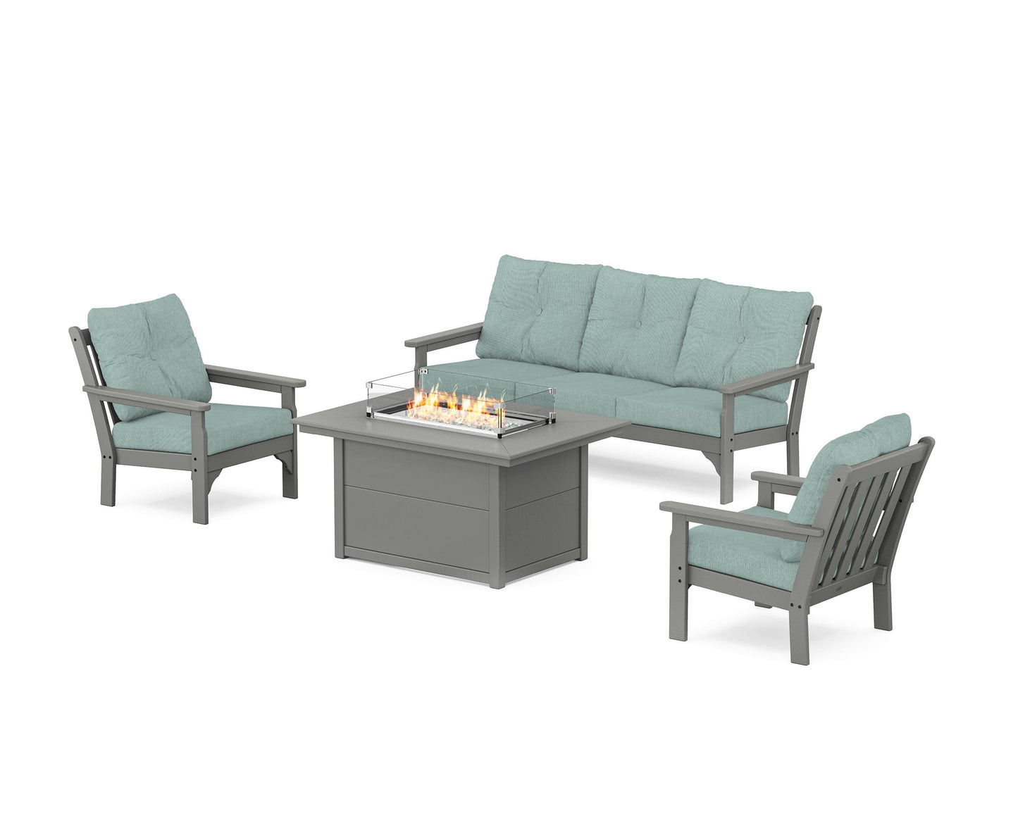 Vineyard Deep Seating Fire Pit Table Set