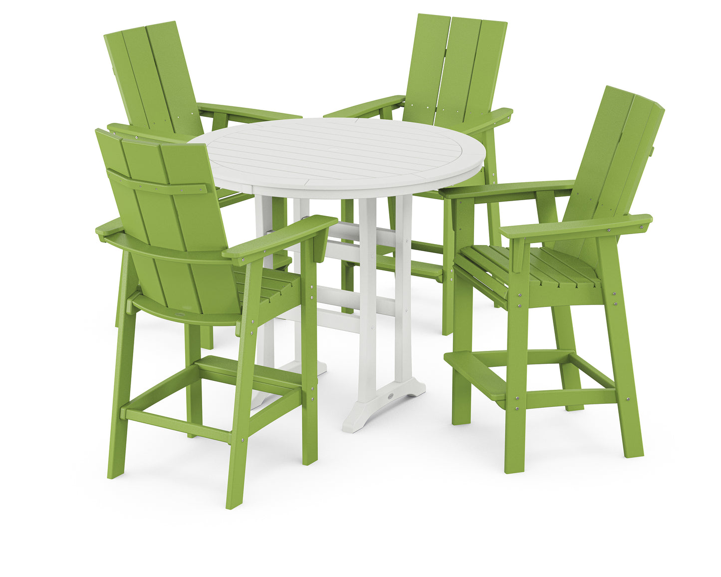 Modern Curveback Adirondack 5-Piece Nautical Trestle Bar Set