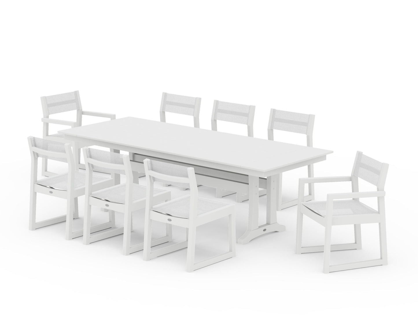 EDGE Sling 9-Piece Farmhouse Trestle Dining Set