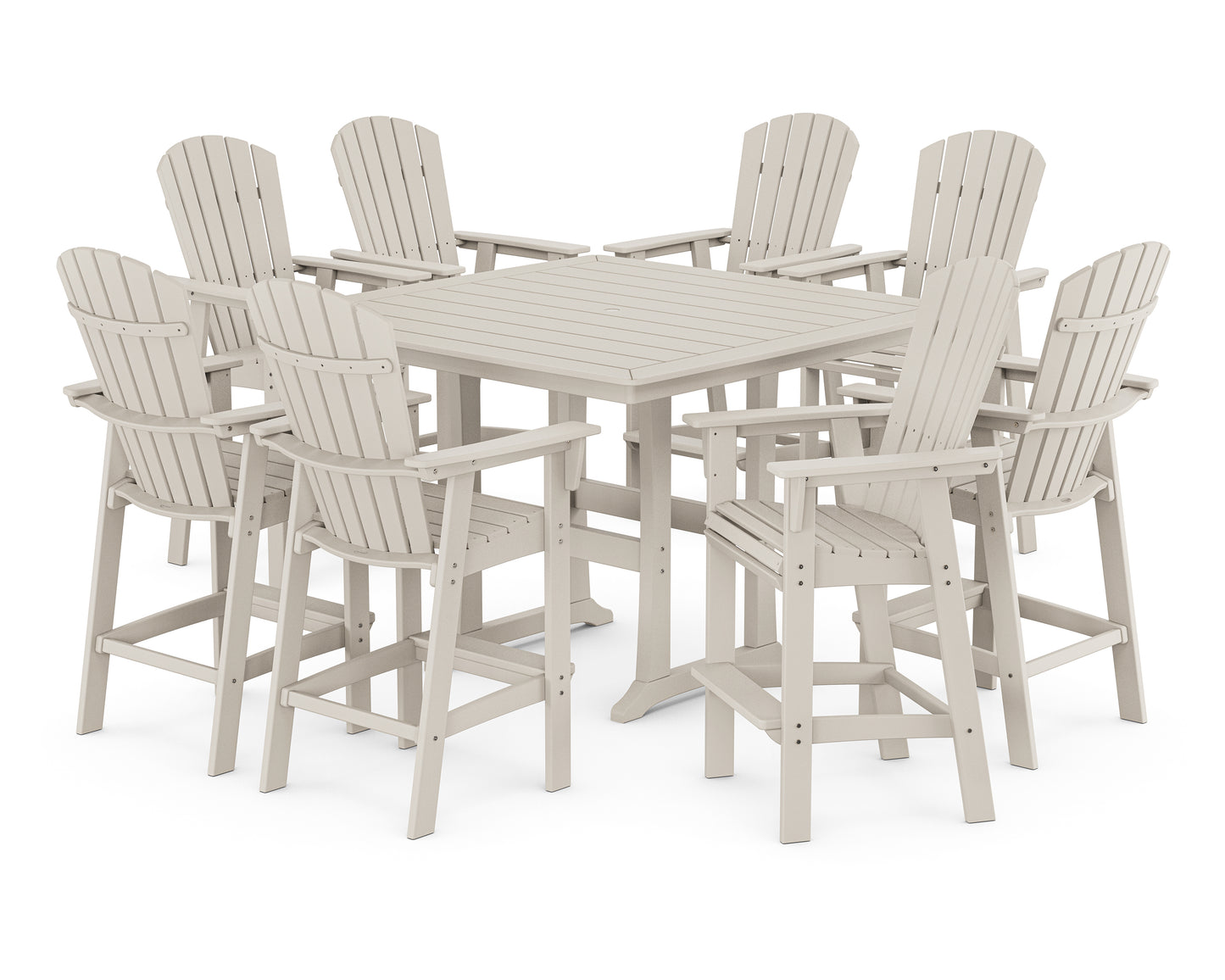 Nautical Curveback Adirondack 9-Piece Trestle Bar Set