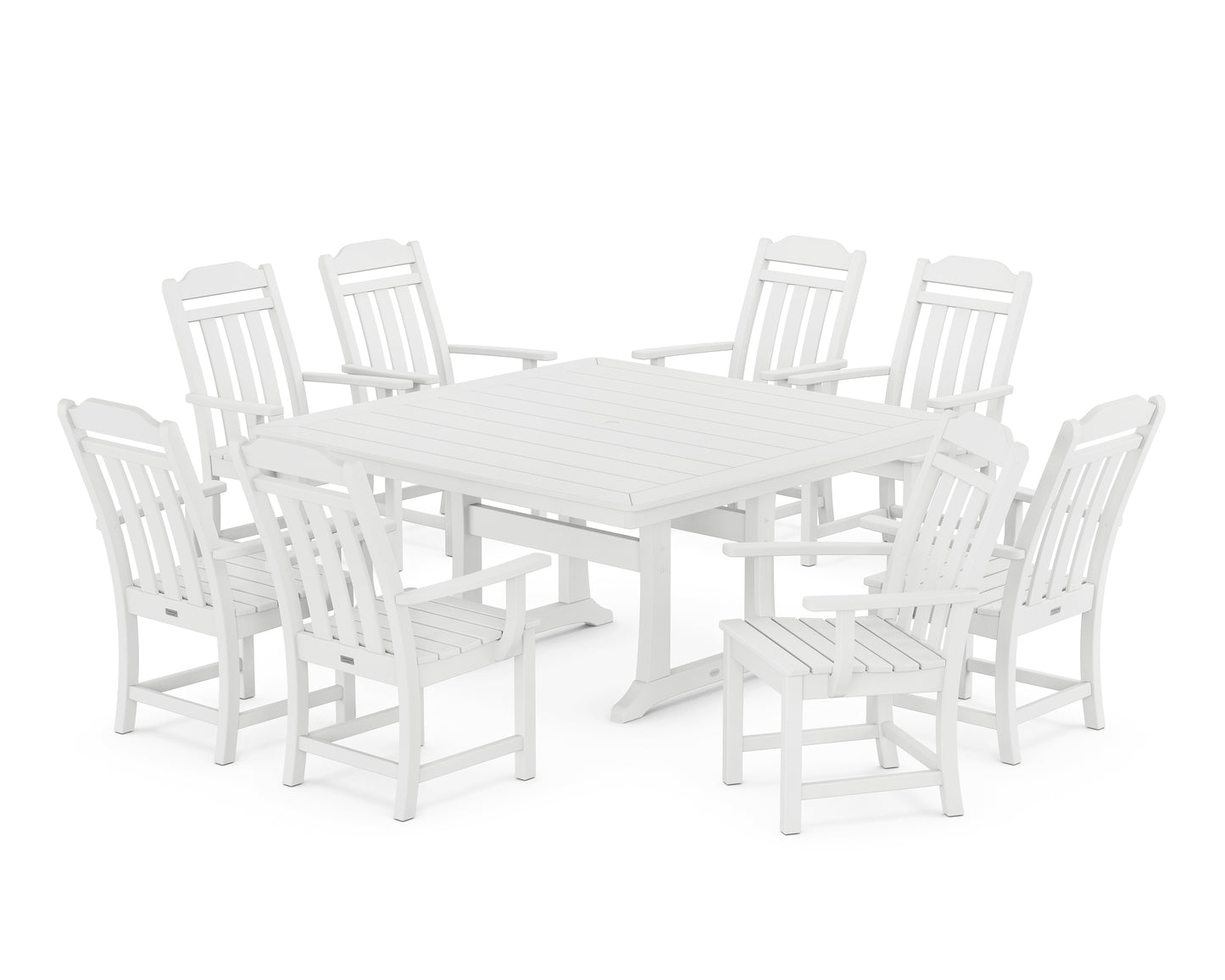 Cottage 9-Piece Square Dining Set with Trestle Legs