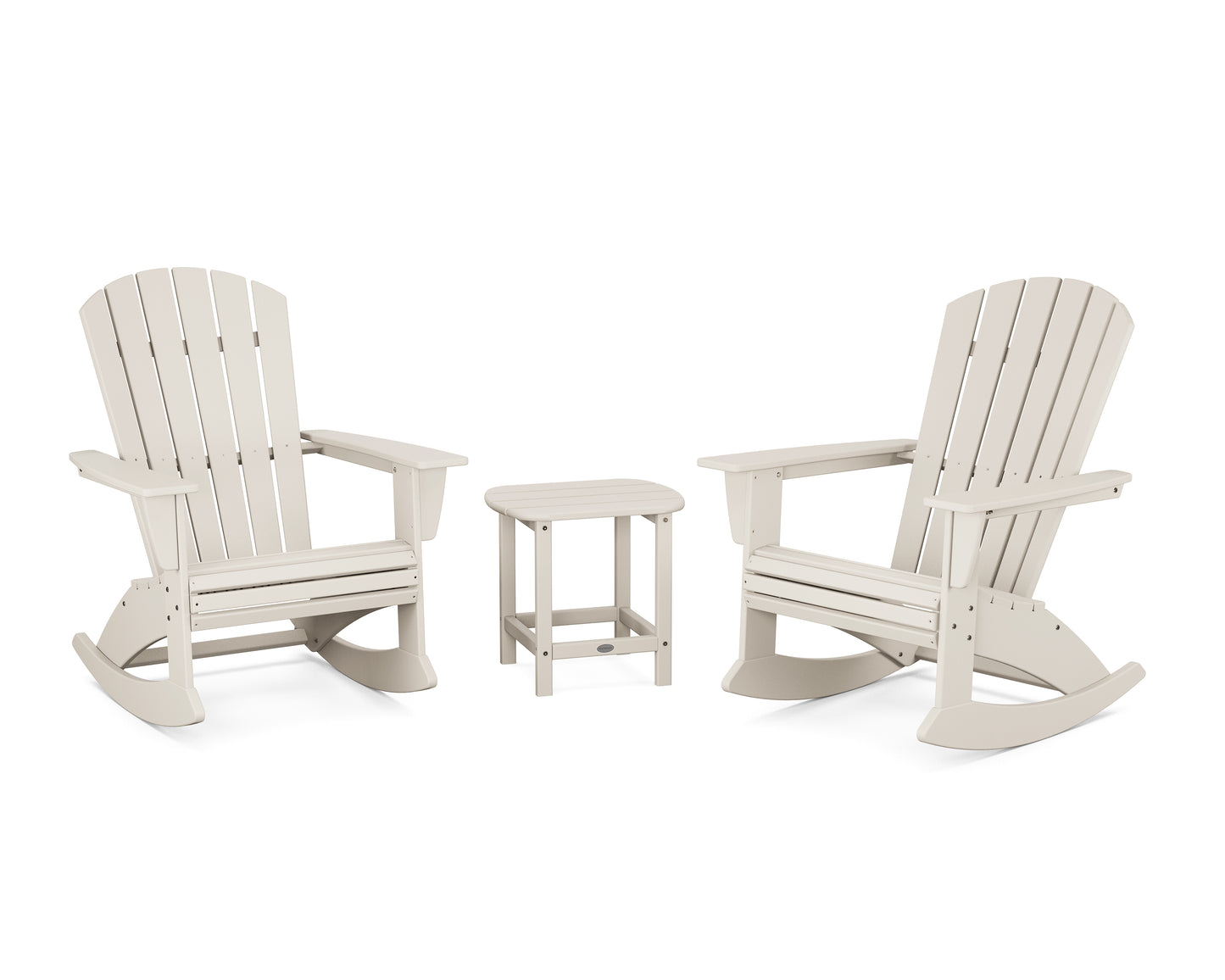 Nautical Curveback 3-Piece Adirondack Rocking Chair Set