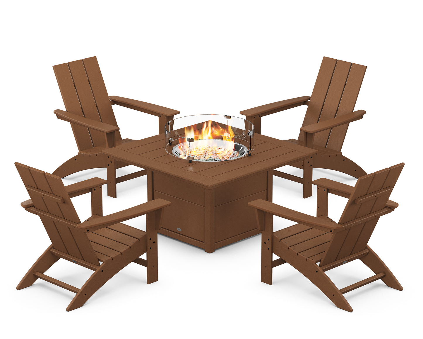 Modern 5-Piece Adirondack Chair Conversation Set with Fire Pit Table