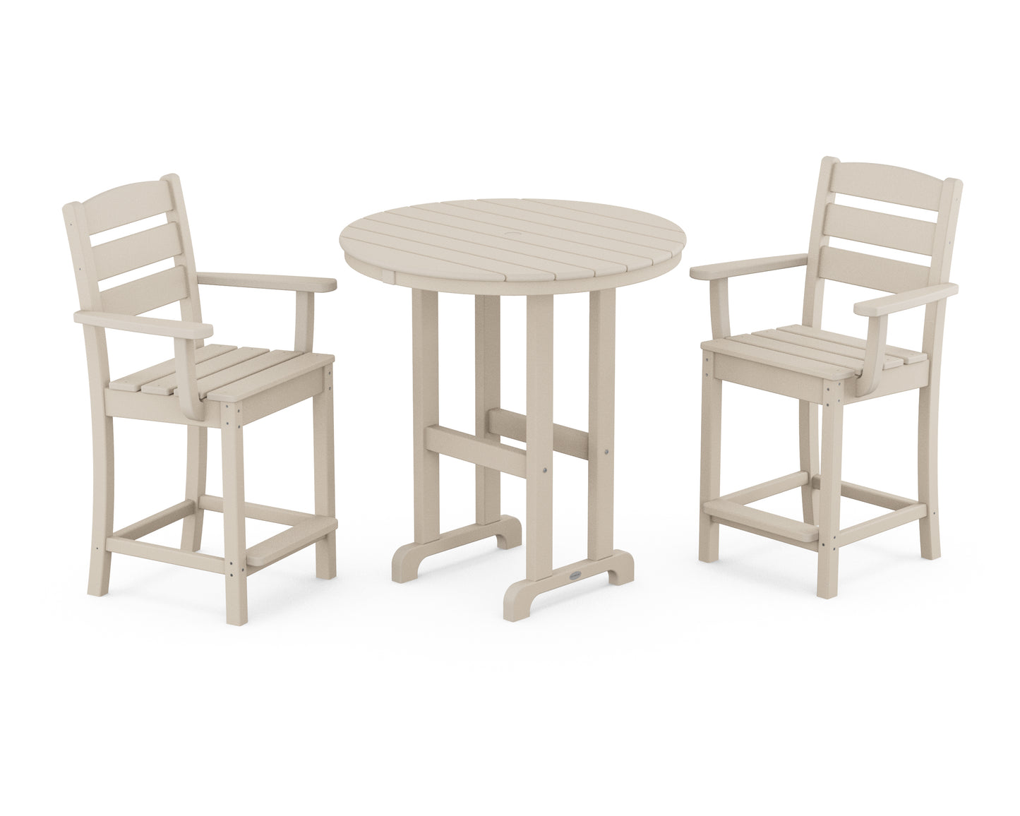 Lakeside 3-Piece Round Farmhouse Arm Chair Counter Set