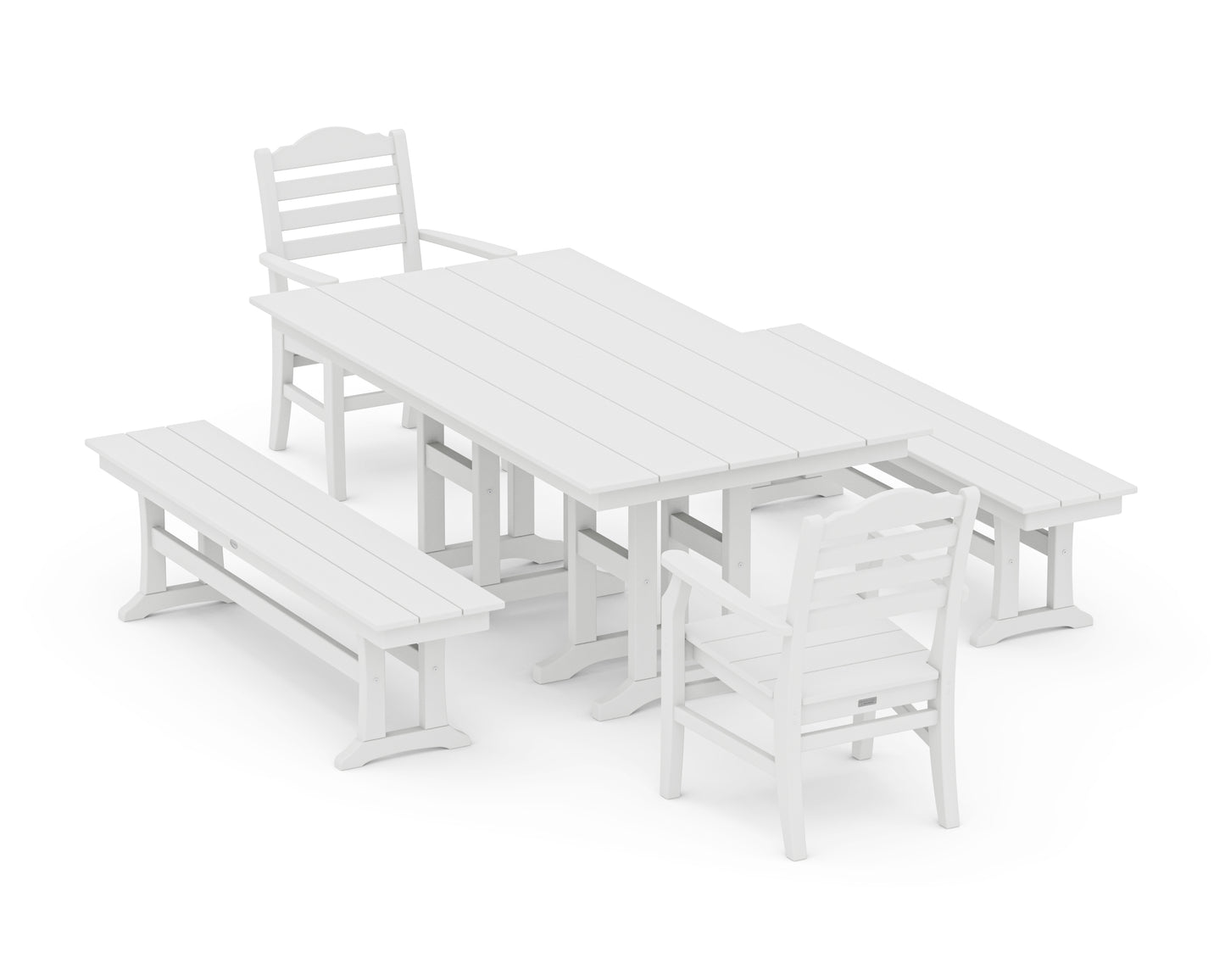 Savannah 5-Piece Farmhouse Dining Set with Benches