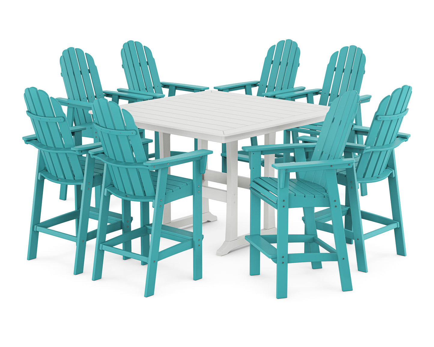 Vineyard Curveback Adirondack 9-Piece Trestle Bar Set