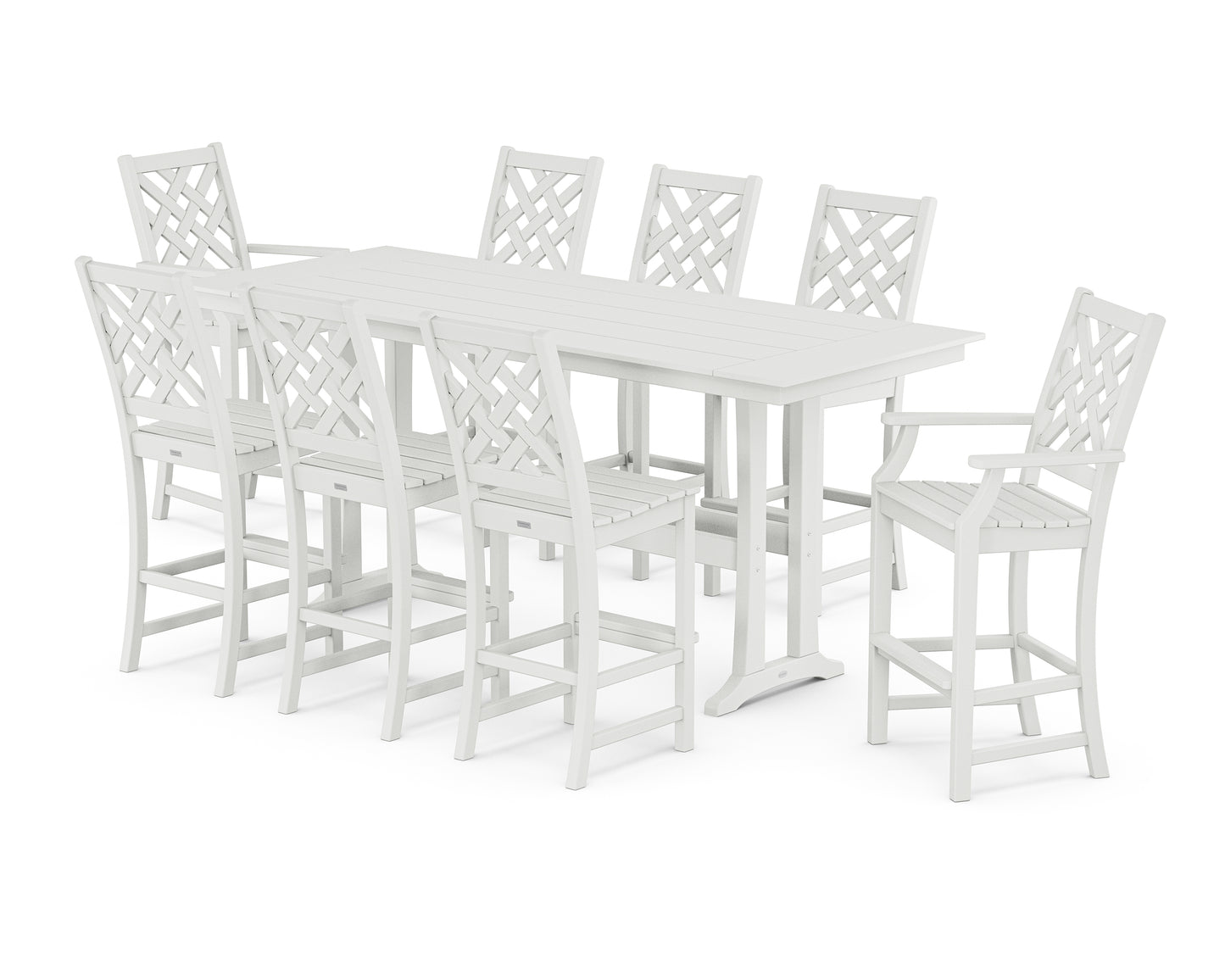 Wovendale 9-Piece Farmhouse Bar Set with Trestle Legs