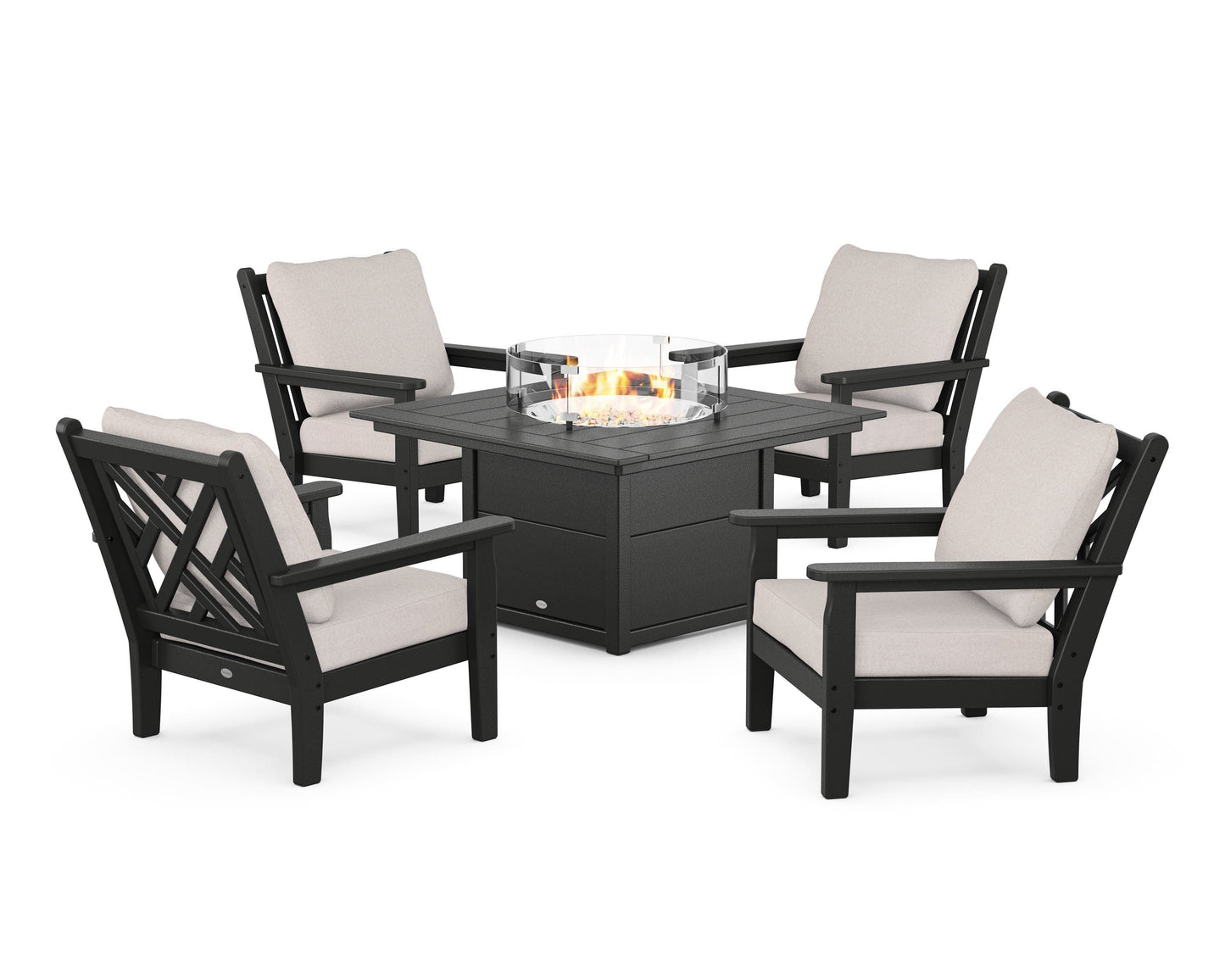 Chippendale 5-Piece Deep Seating Set with Fire Pit Table