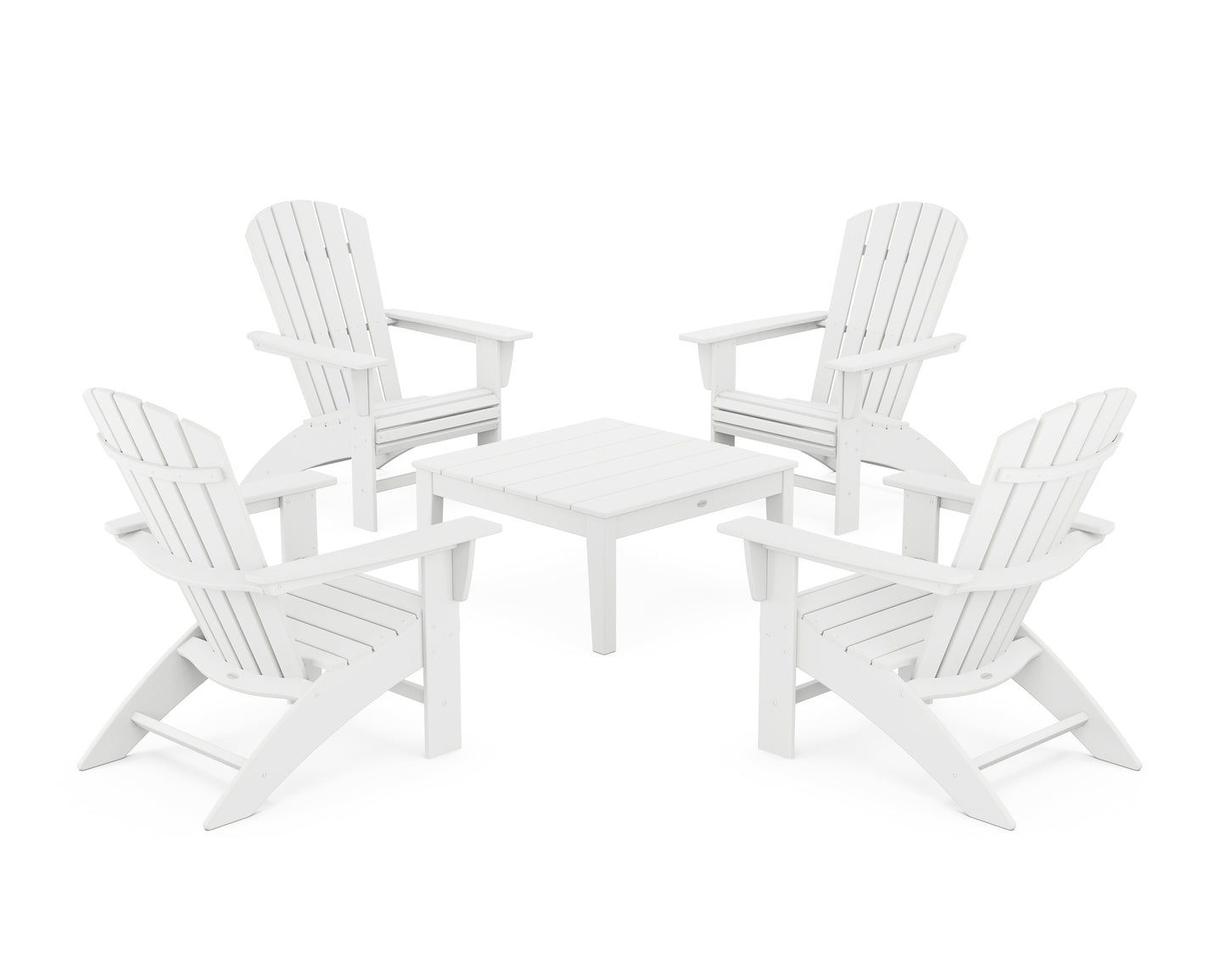 5-Piece Nautical Curveback Adirondack Chair Conversation Set with 36" Conversation Table