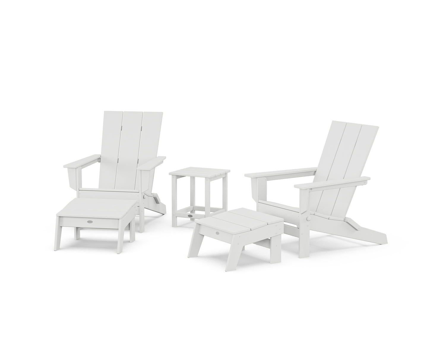 5-Piece Modern Studio Folding Adirondack Set with Ottomans and Side Table