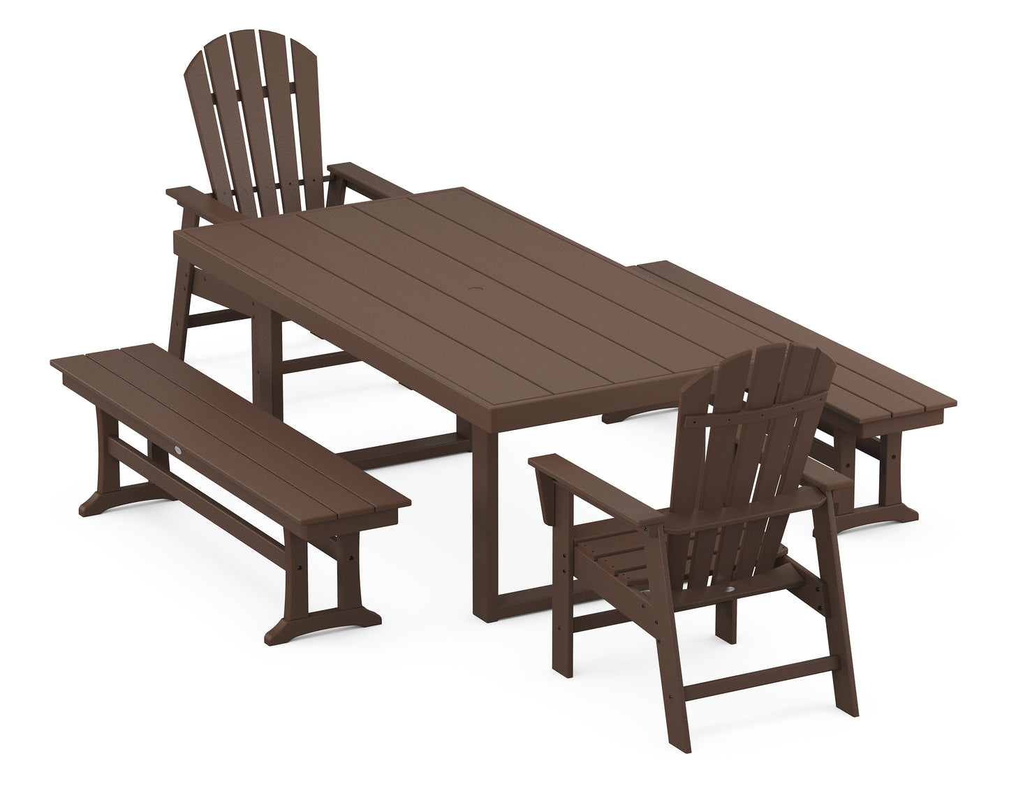 South Beach 5-Piece Dining Set with Benches