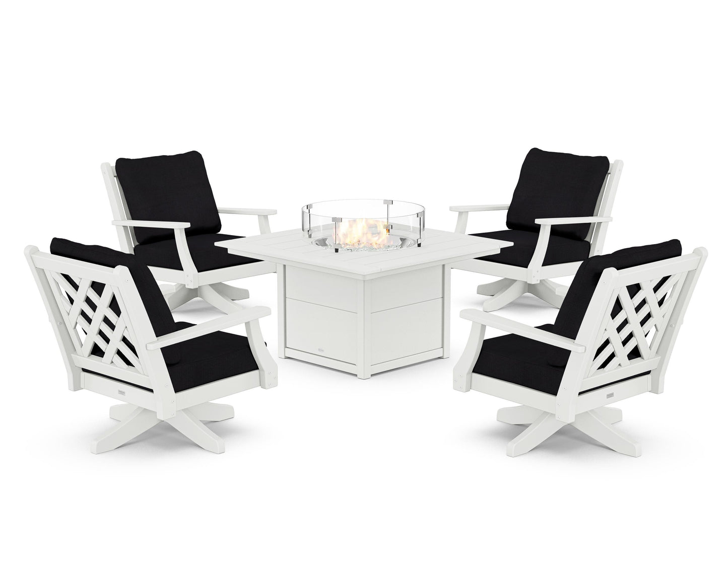 Wovendale 5-Piece Deep Seating Swivel Conversation Set with Fire Pit Table