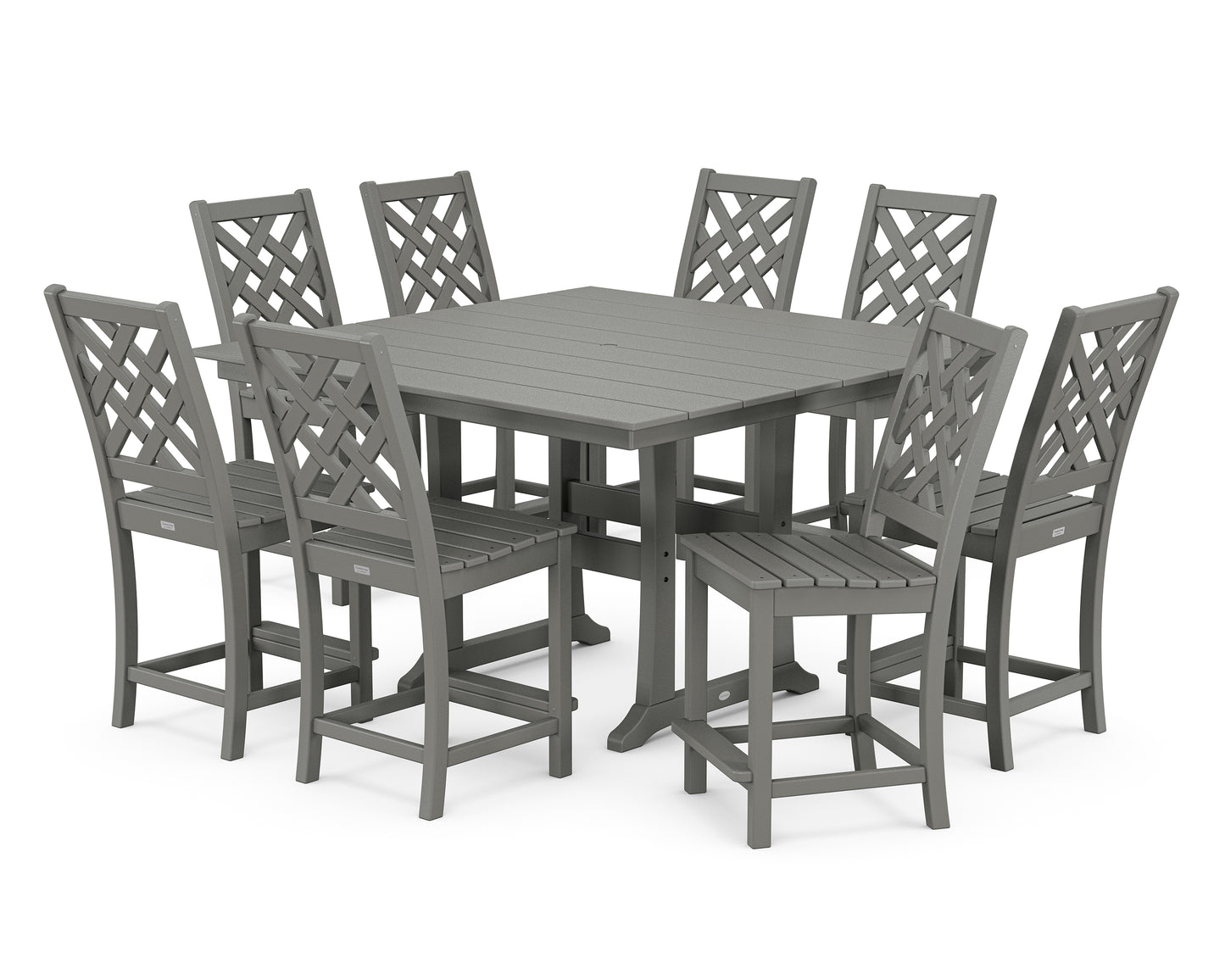 Wovendale Side Chair 9-Piece Square Farmhouse Counter Set with Trestle Legs