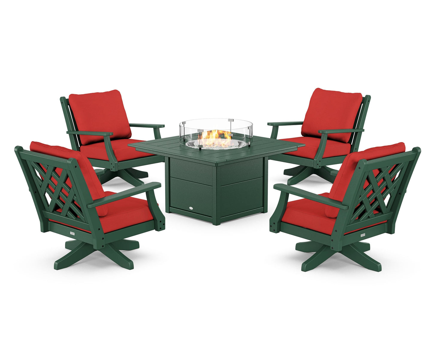 Wovendale 5-Piece Deep Seating Swivel Conversation Set with Fire Pit Table