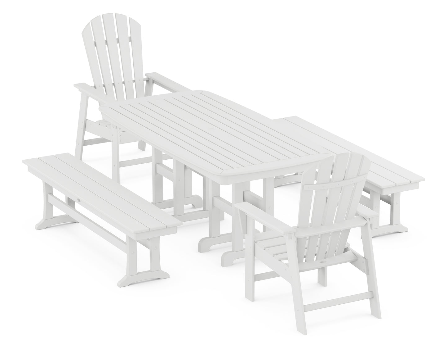 South Beach 5-Piece Dining Set with Benches