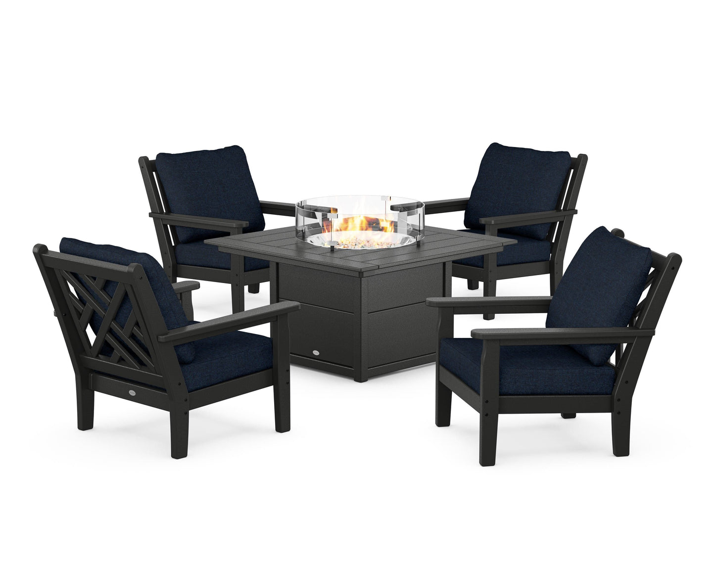 Chippendale 5-Piece Deep Seating Set with Fire Pit Table