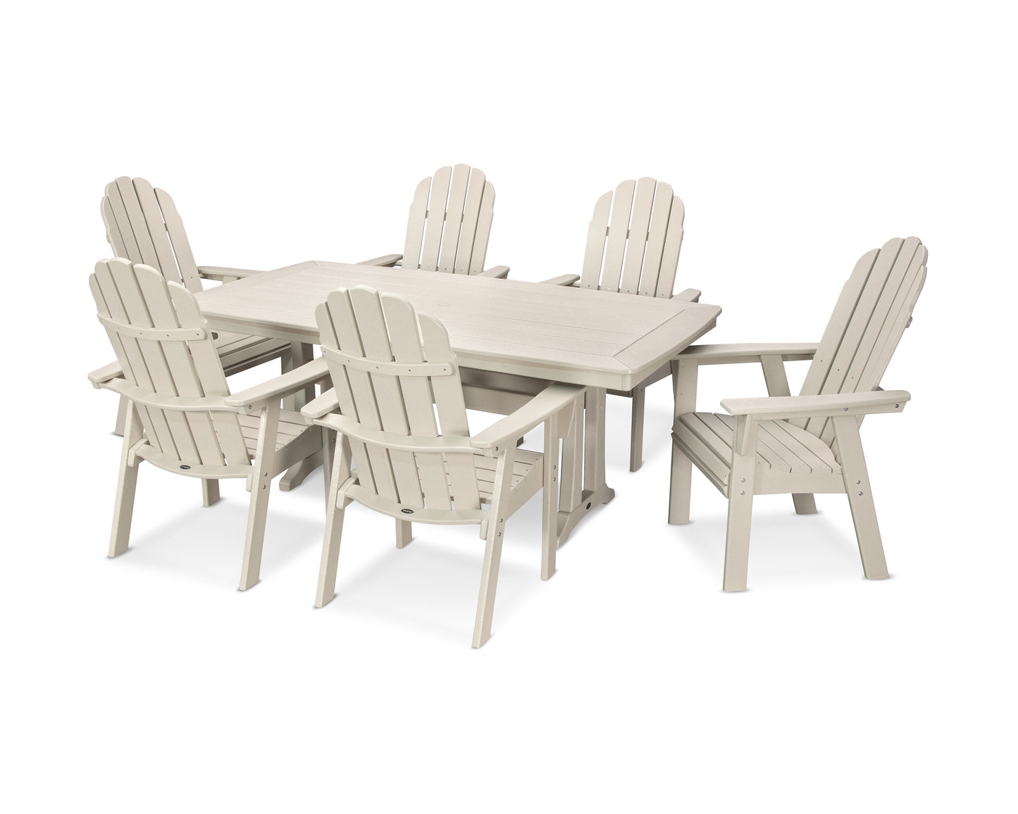 Vineyard Curveback Adirondack 7-Piece Dining Set with Trestle Legs