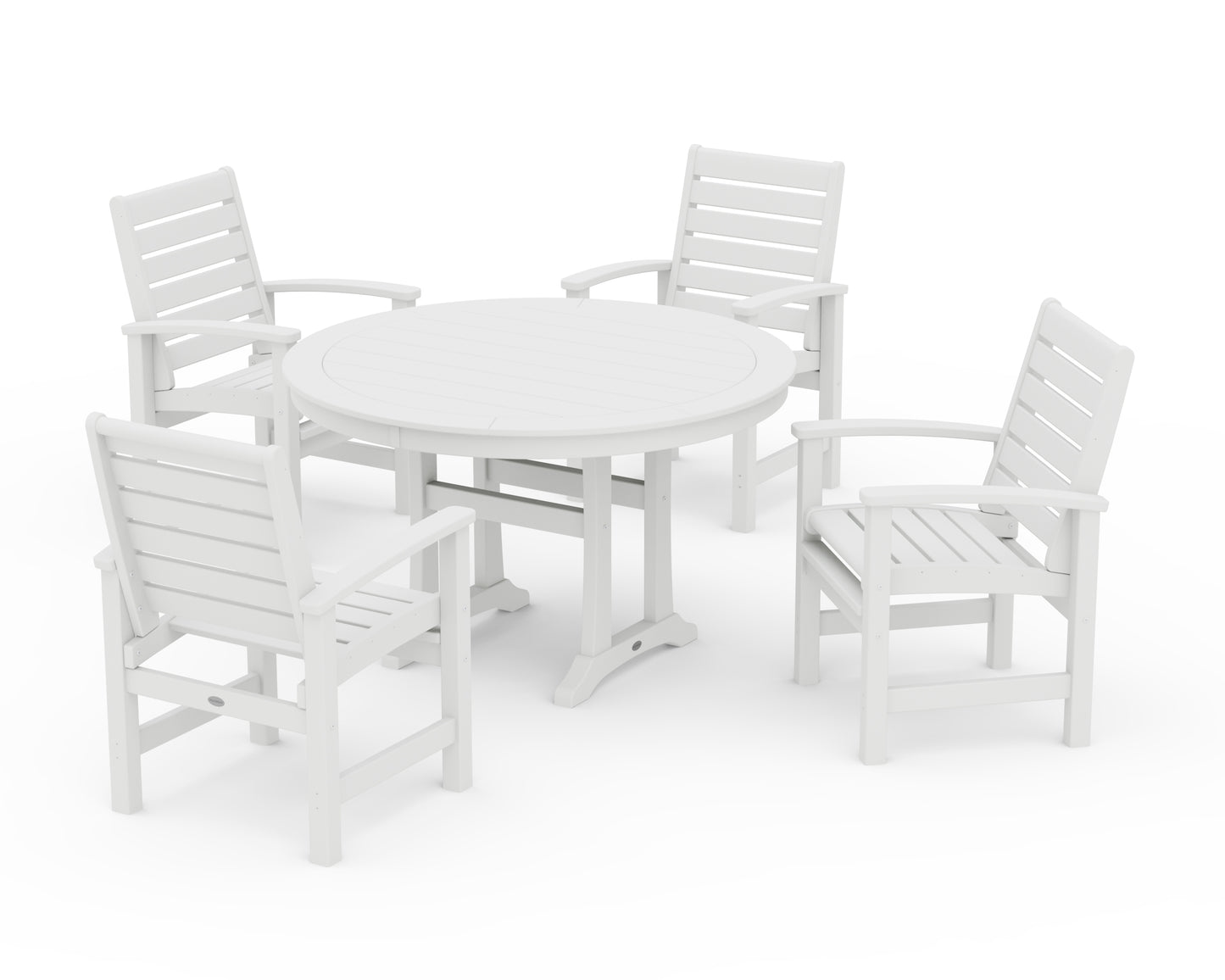 Signature 5-Piece Round Dining Set with Trestle Legs