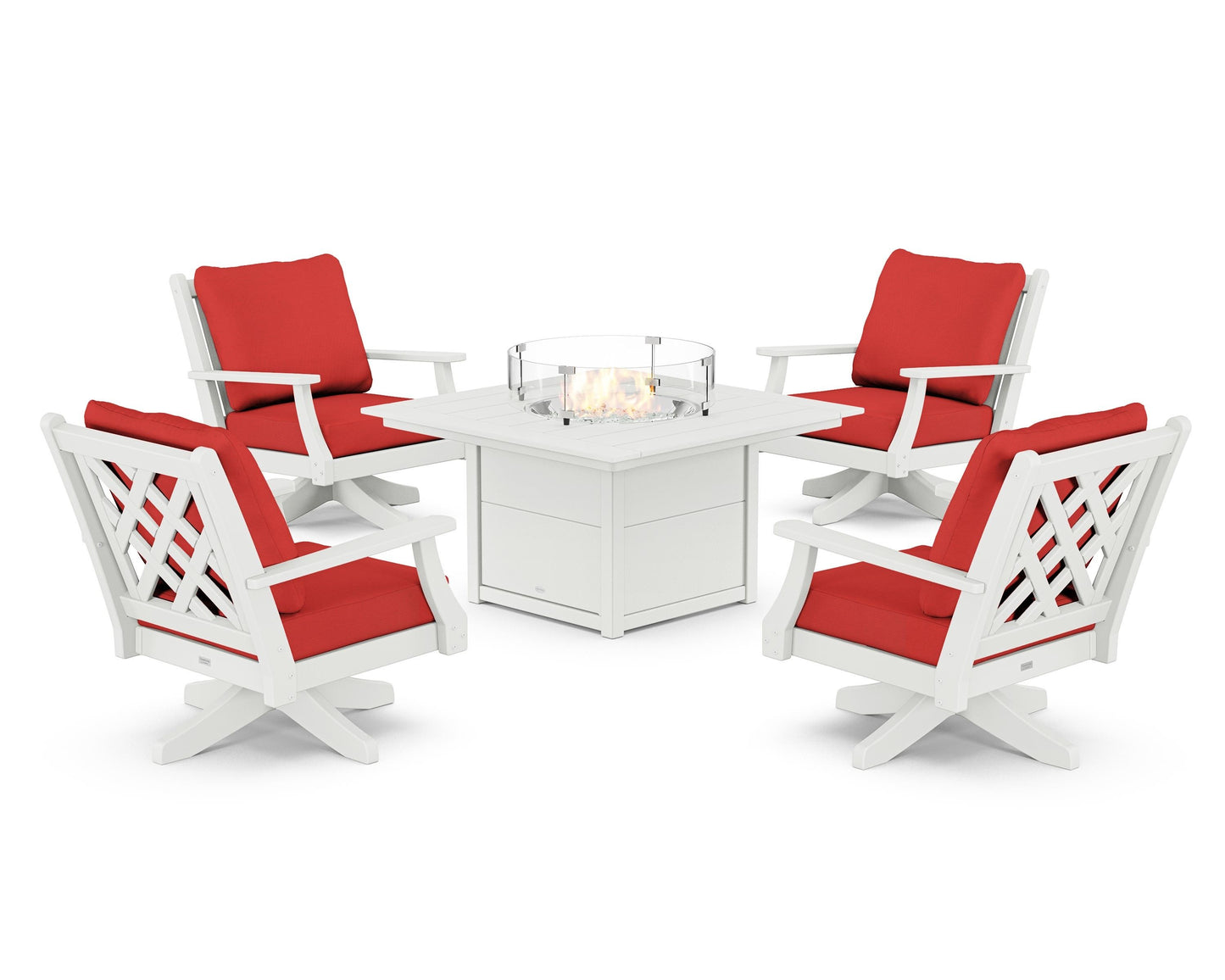 Wovendale 5-Piece Deep Seating Swivel Conversation Set with Fire Pit Table