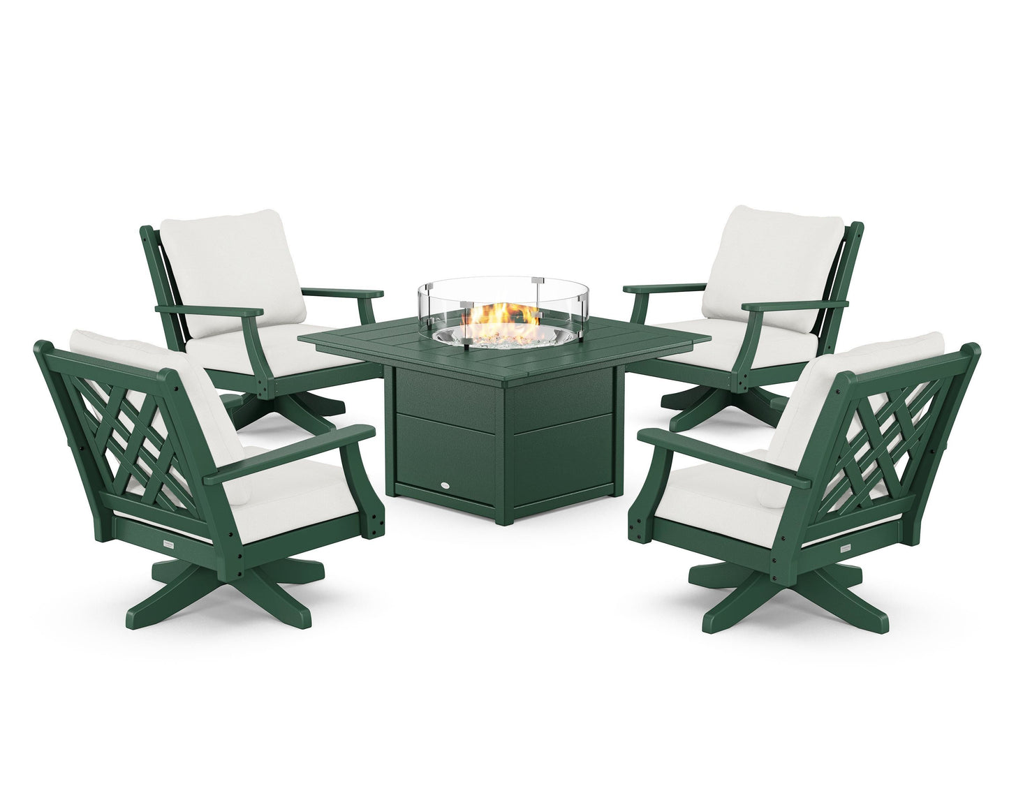 Wovendale 5-Piece Deep Seating Swivel Conversation Set with Fire Pit Table