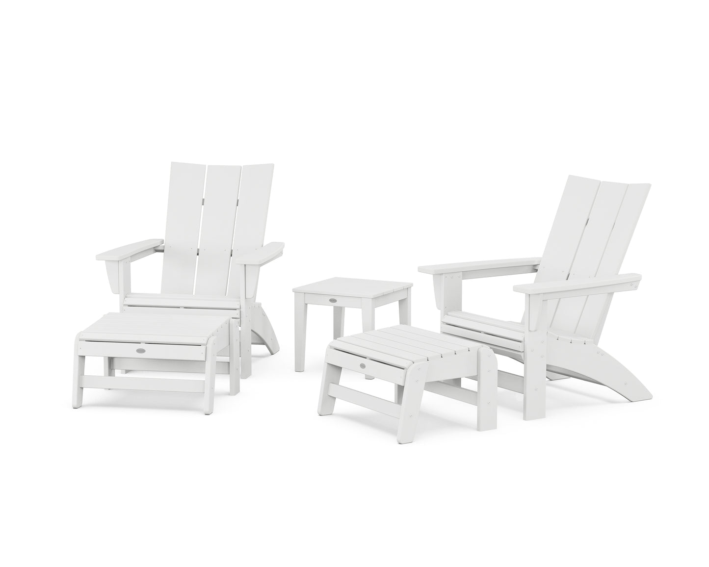 5-Piece Modern Grand Adirondack Set with Ottomans and Side Table