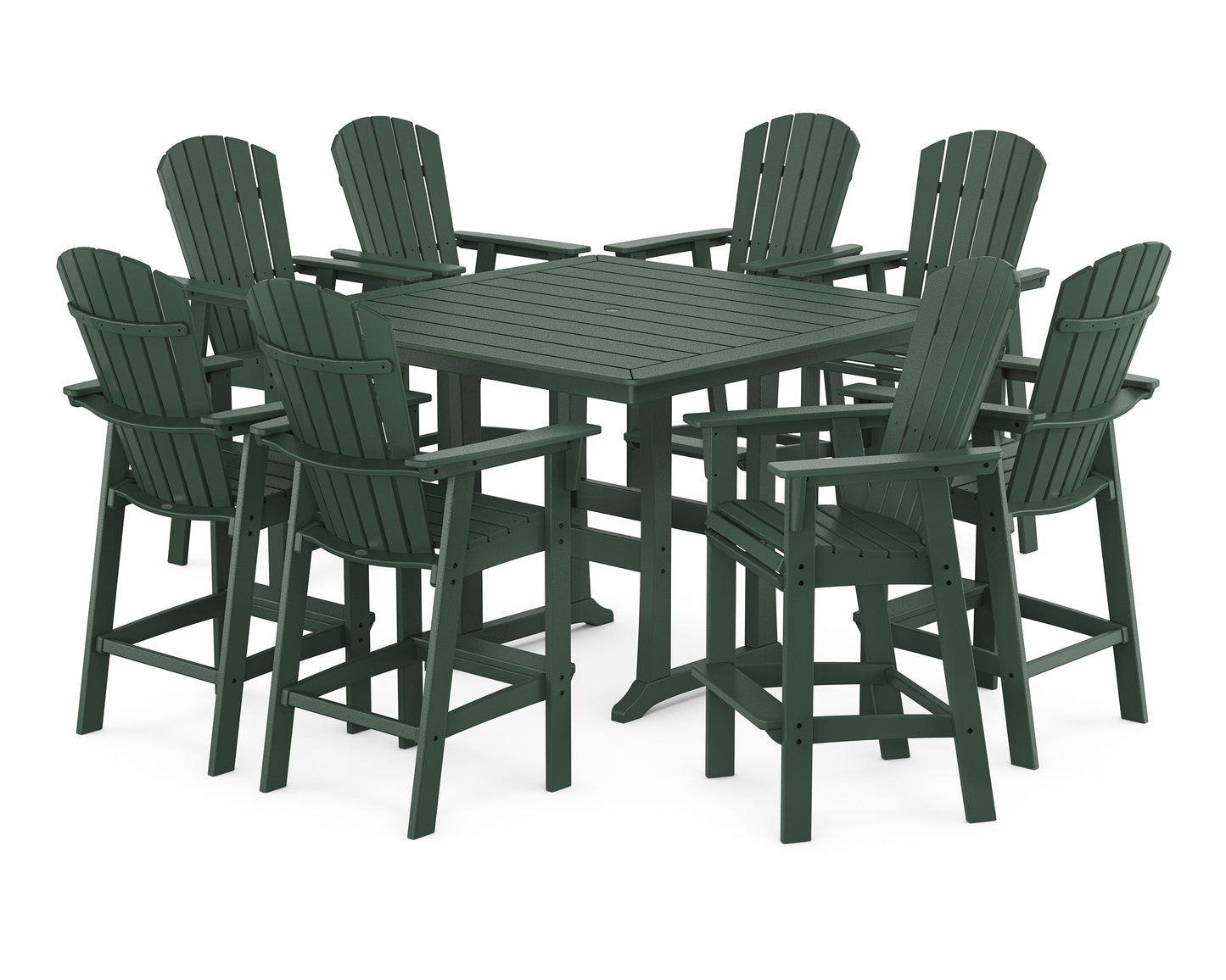 Nautical Curveback Adirondack 9-Piece Trestle Bar Set