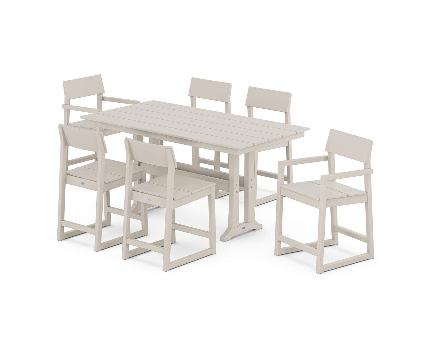 EDGE 7-Piece Farmhouse Counter Set with Trestle Legs