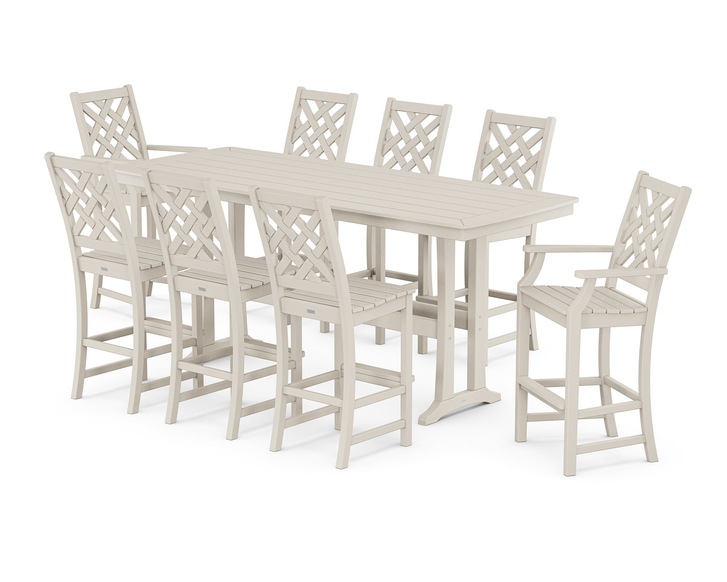 Wovendale 9-Piece Bar Set with Trestle Legs