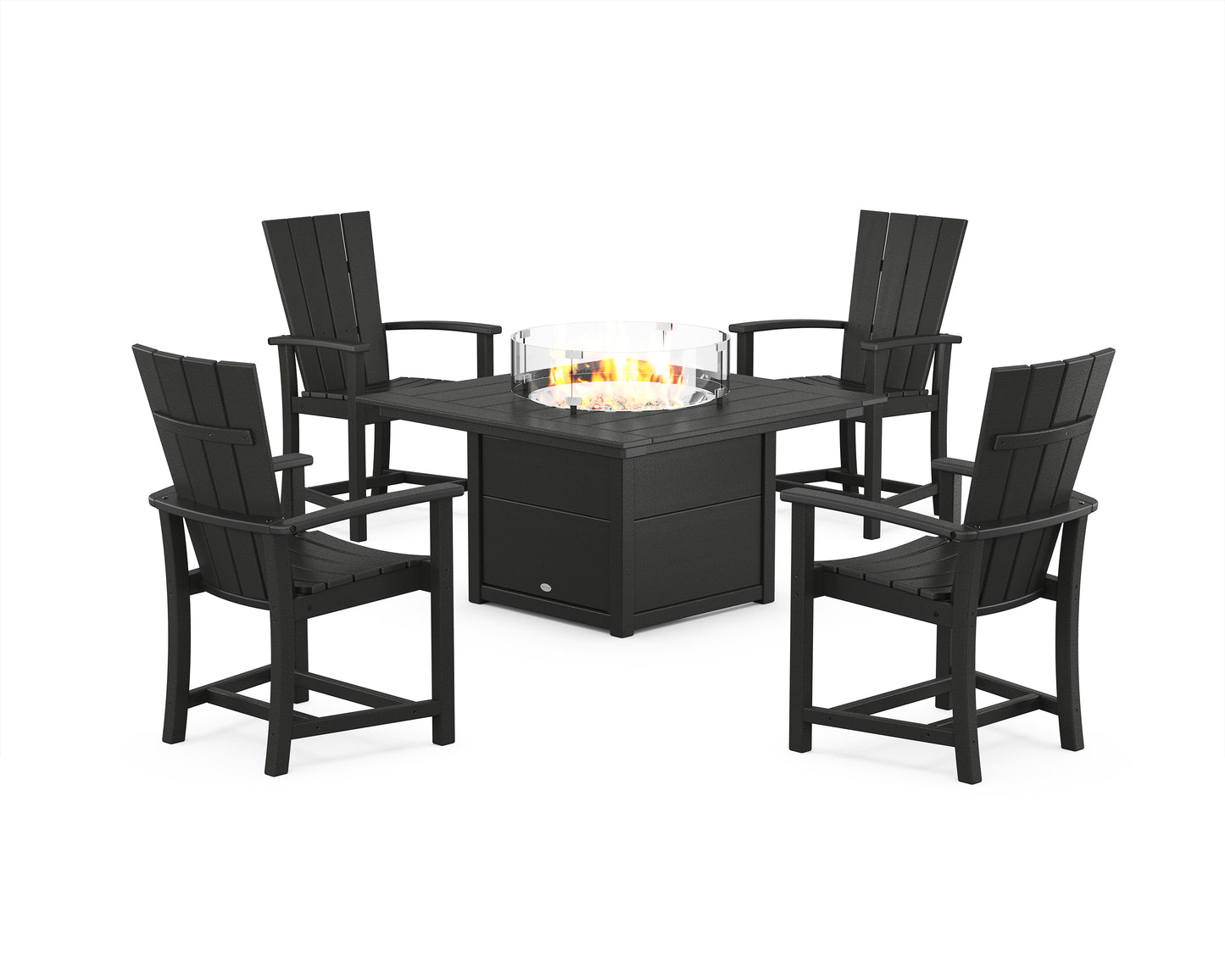 Quattro 4-Piece Upright Adirondack Conversation Set with Fire Pit Table