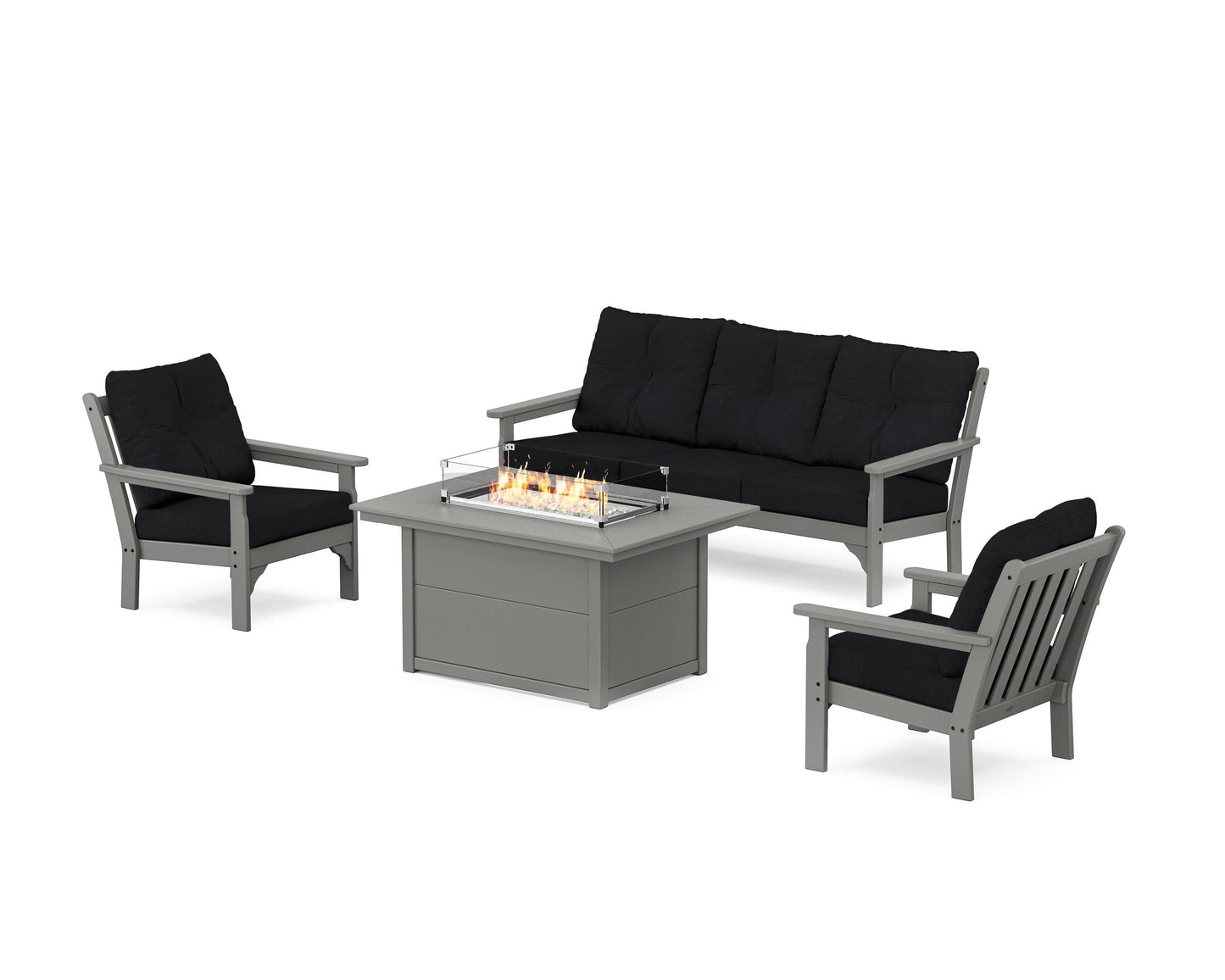 Vineyard Deep Seating Fire Pit Table Set