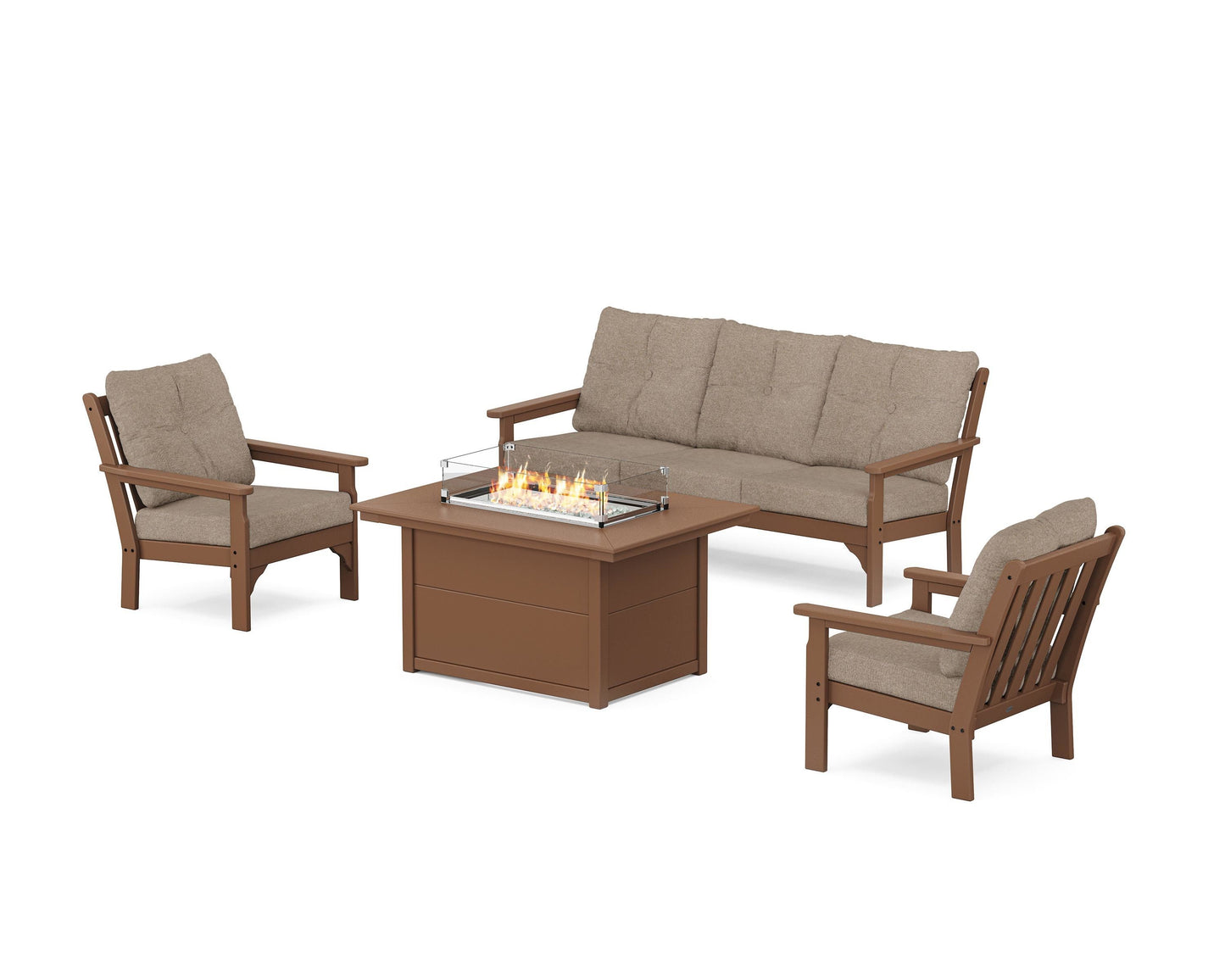 Vineyard Deep Seating Fire Pit Table Set