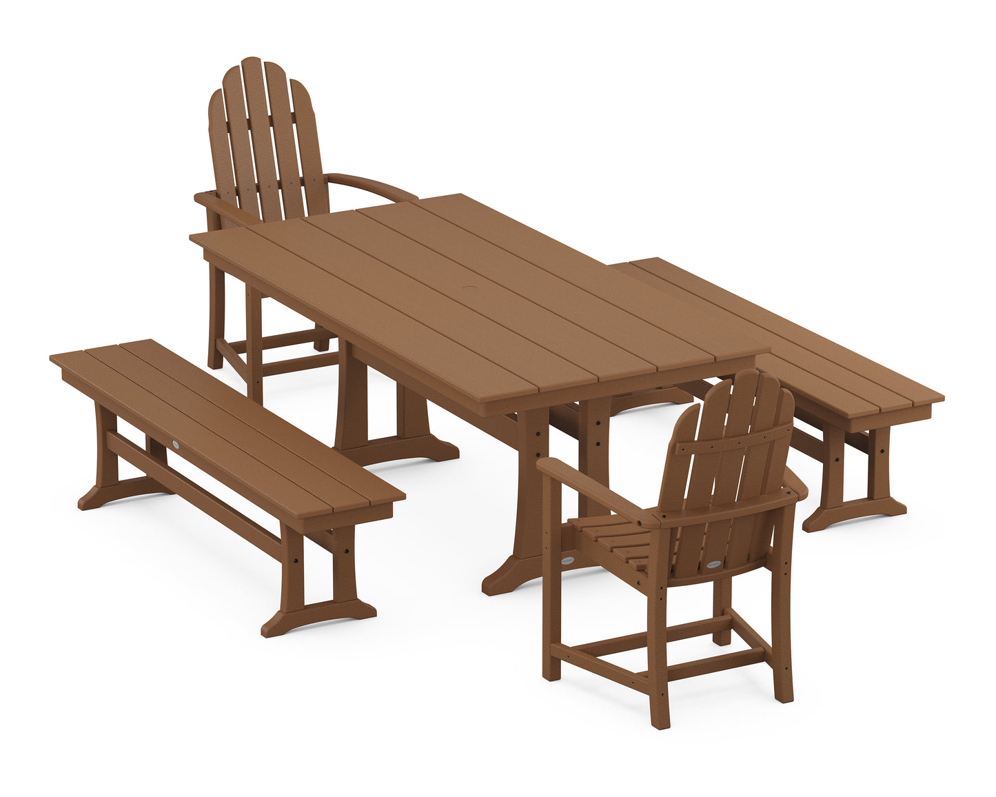 Classic Adirondack 5-Piece Farmhouse Dining Set With Trestle Legs