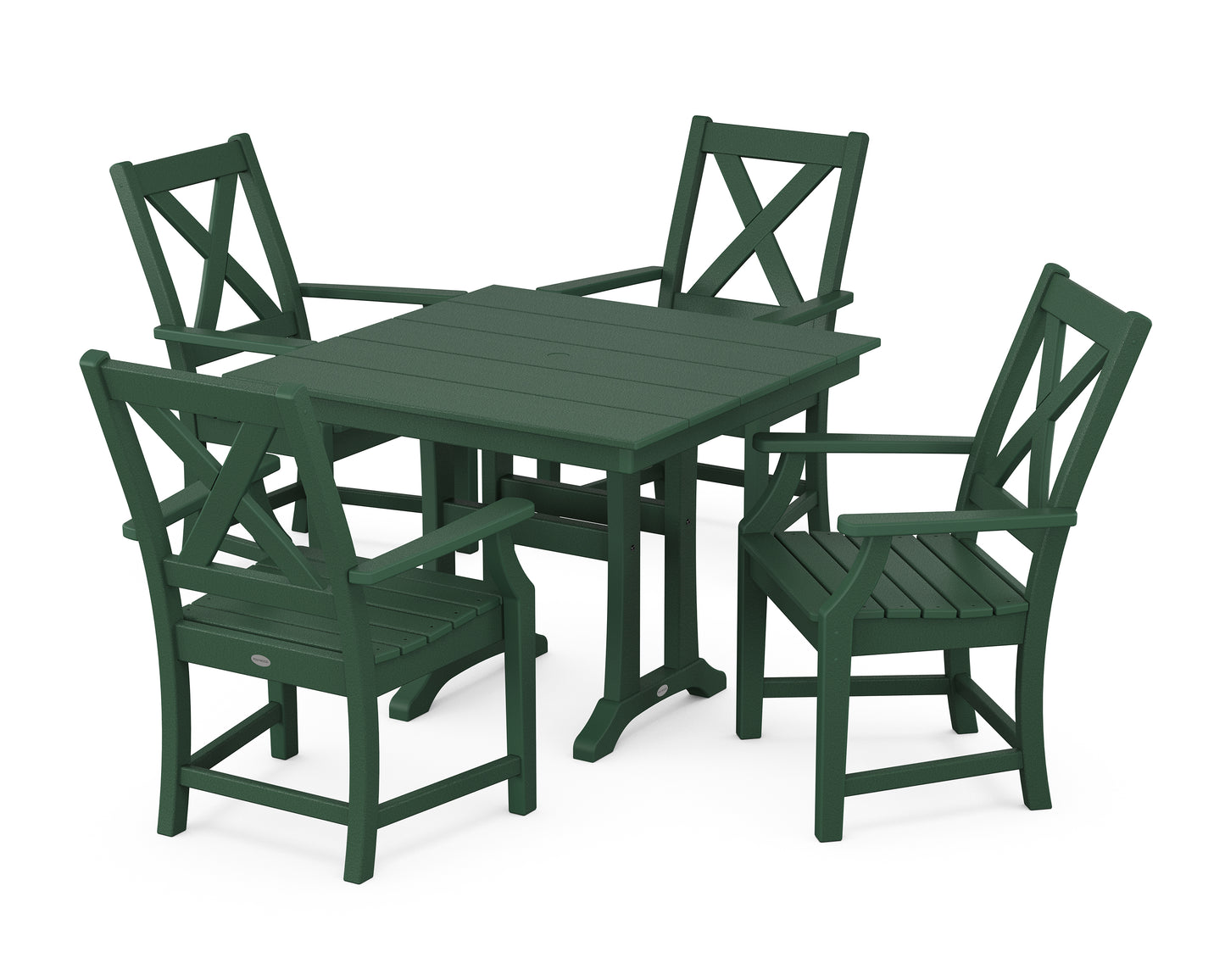 Braxton 5-Piece Farmhouse Dining Set With Trestle Legs