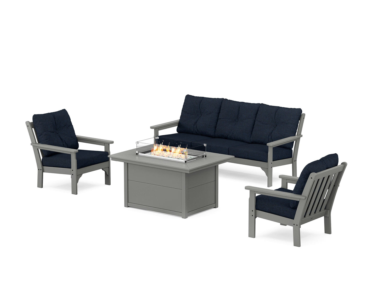 Vineyard Deep Seating Fire Pit Table Set