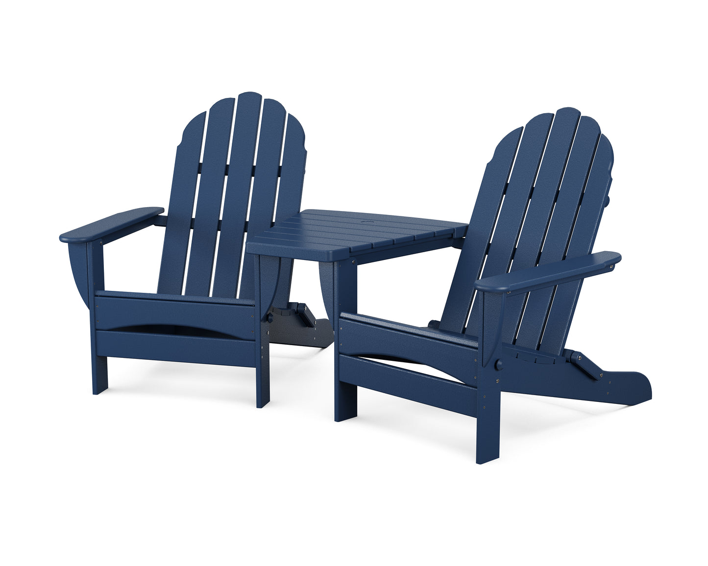 Classic Oversized Adirondacks with Angled Connecting Table