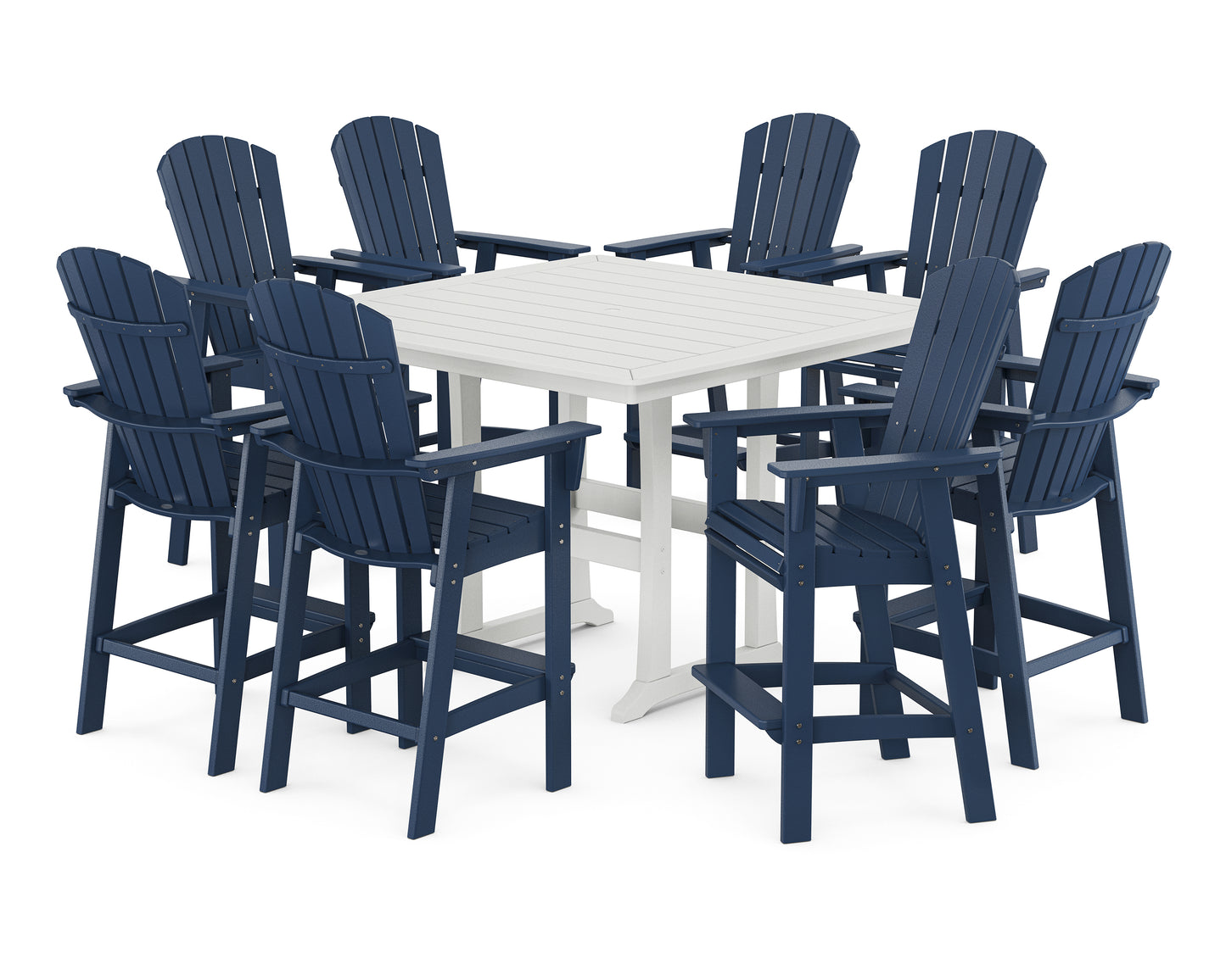 Nautical Curveback Adirondack 9-Piece Trestle Bar Set