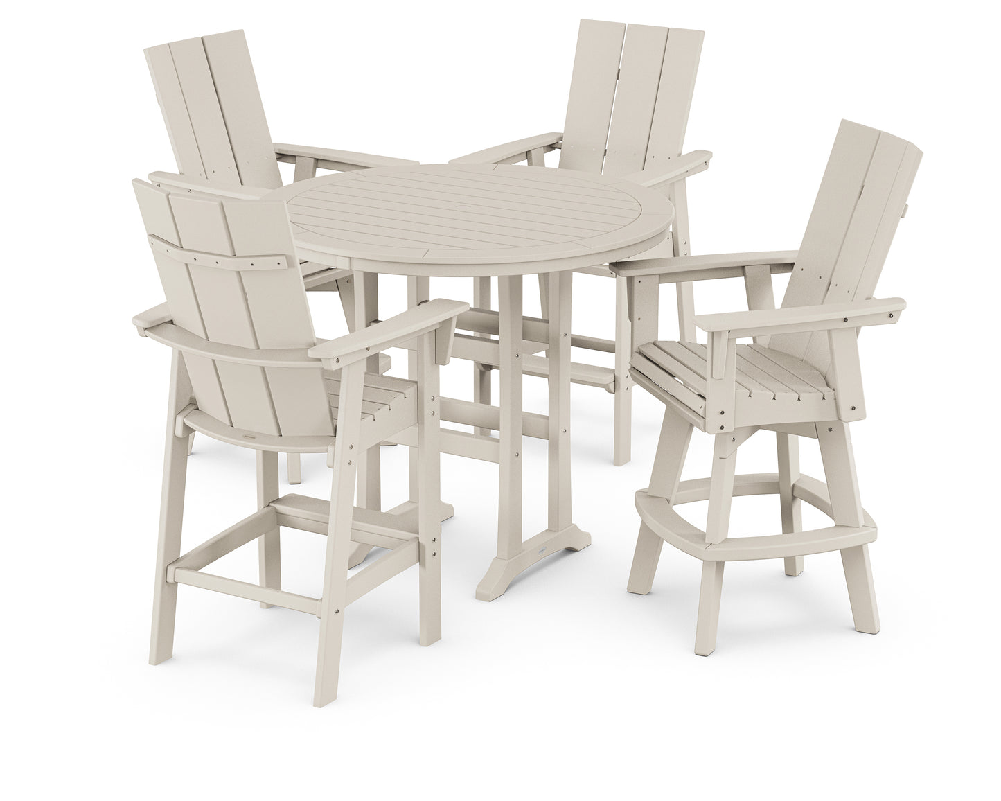 Modern Adirondack 5-Piece Nautical Trestle Round Bar Set with Swivels