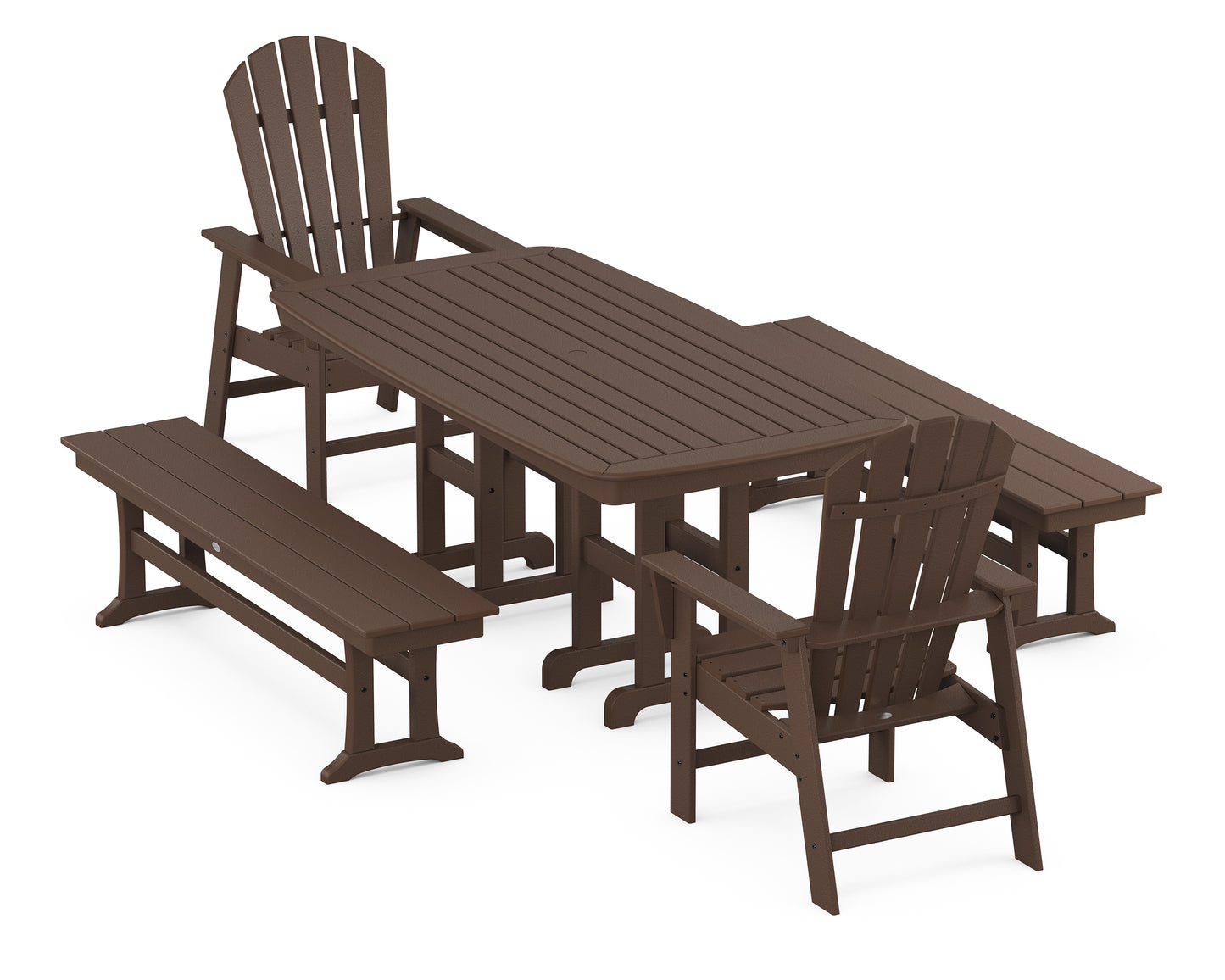 South Beach 5-Piece Dining Set with Benches