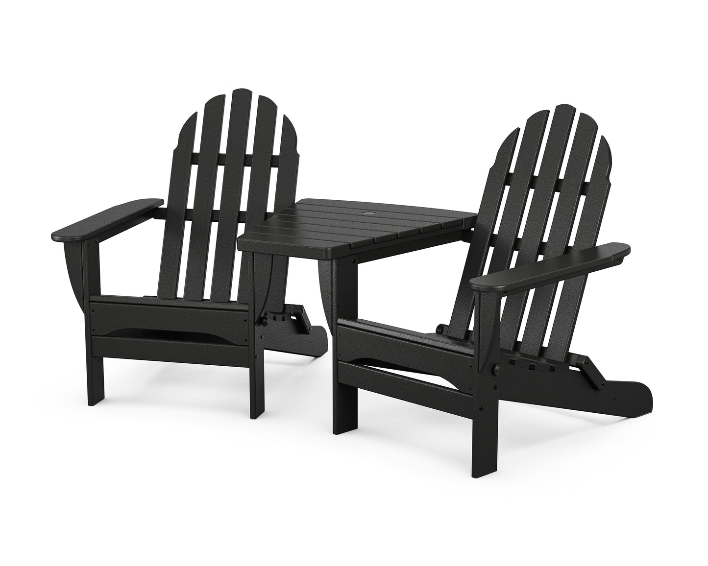 Classic Folding Adirondacks with Angled Connecting Table