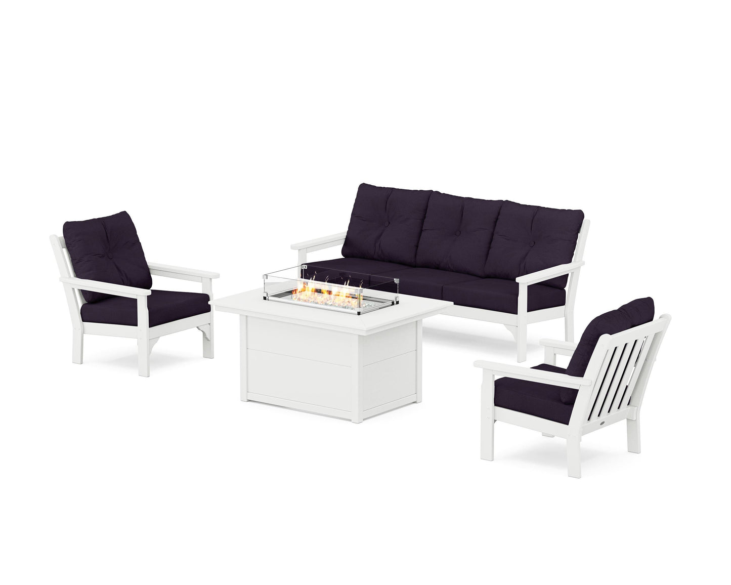 Vineyard Deep Seating Fire Pit Table Set