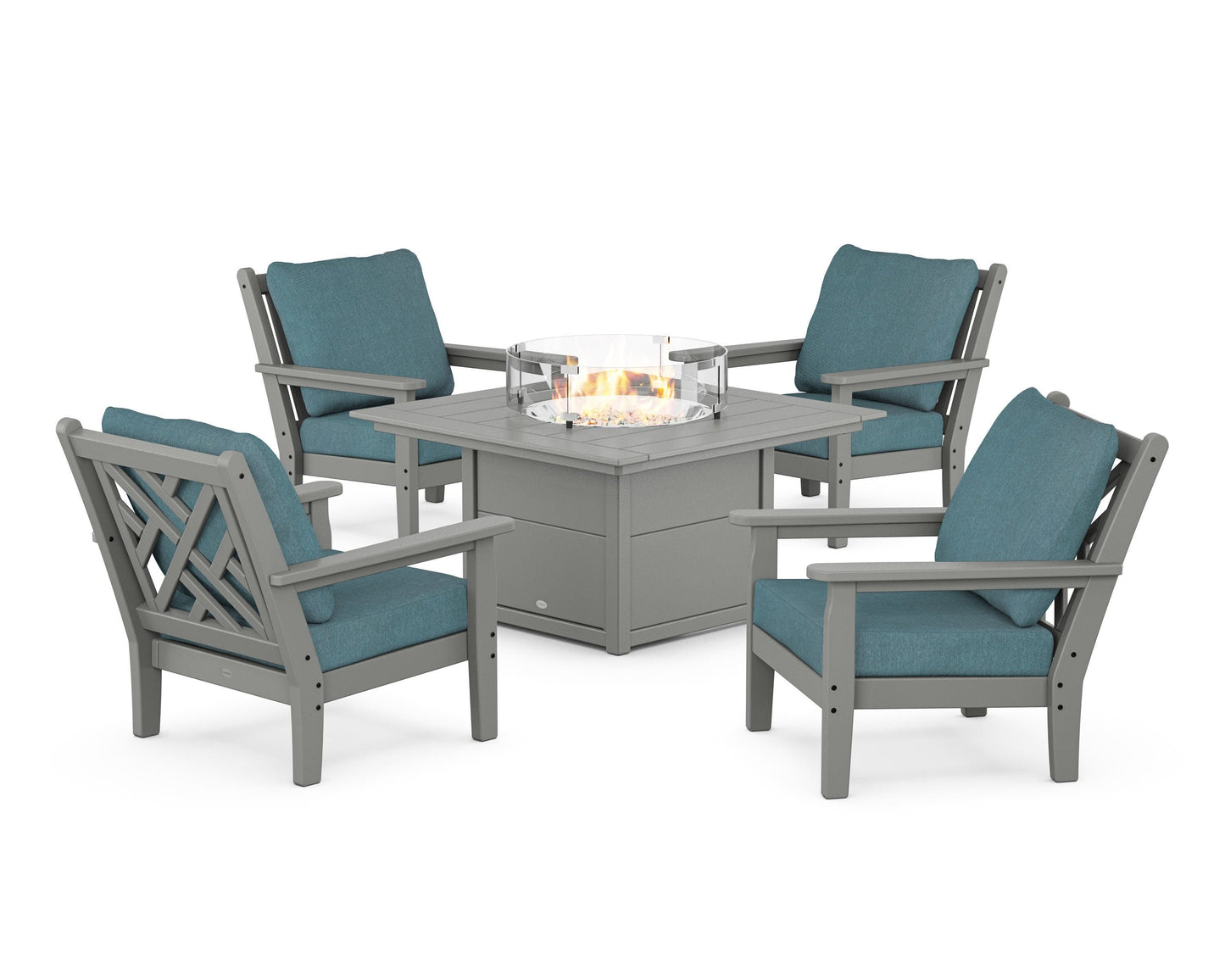 Chippendale 5-Piece Deep Seating Set with Fire Pit Table