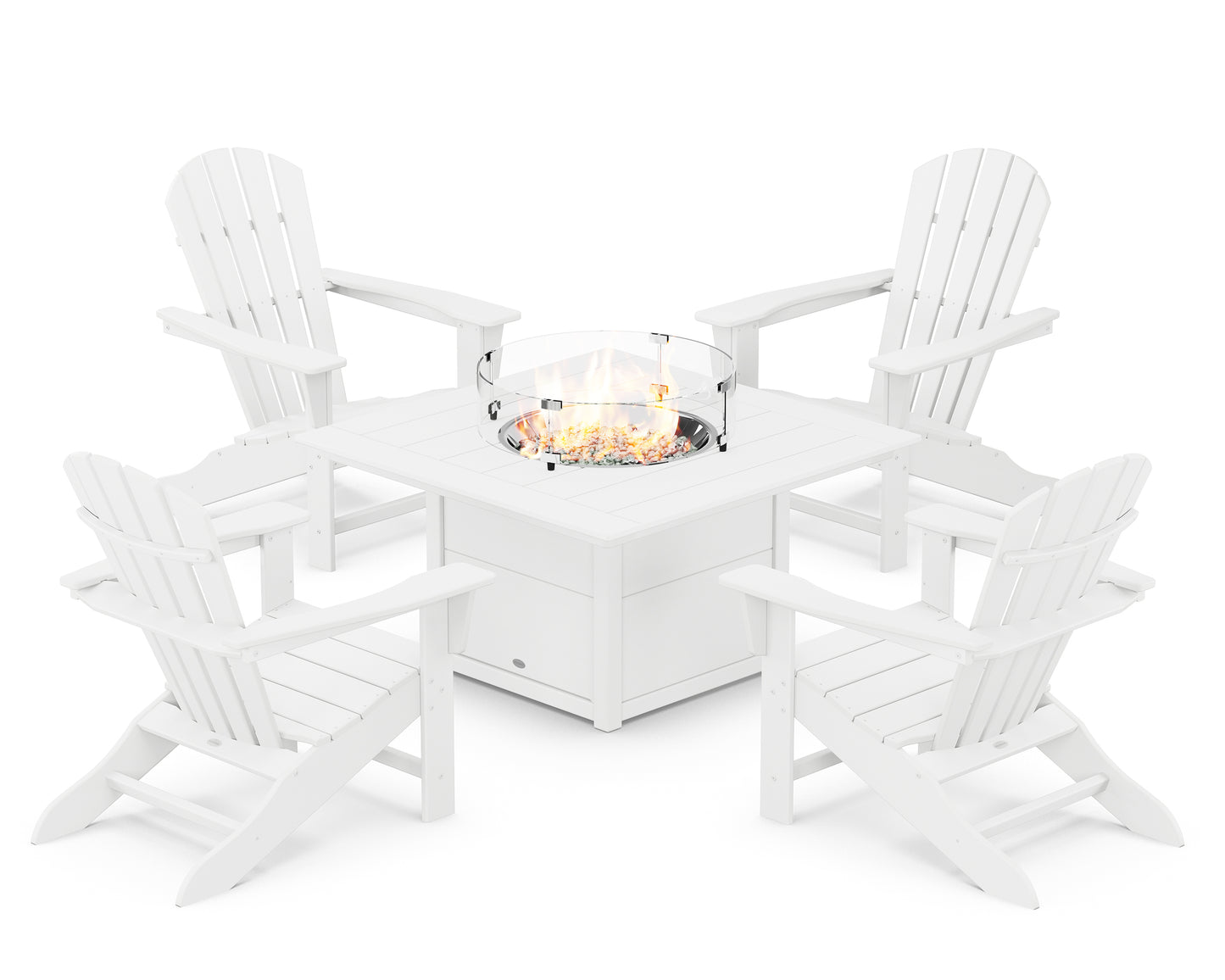 Palm Coast 5-Piece Adirondack Chair Conversation Set with Fire Pit Table