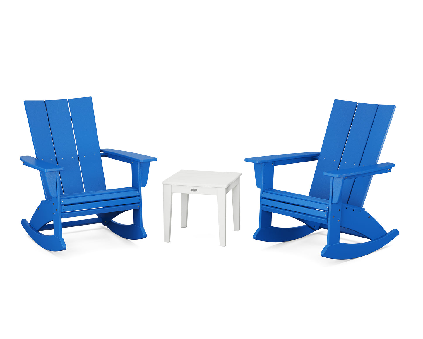 Modern Curveback 3-Piece Adirondack Rocking Chair Set