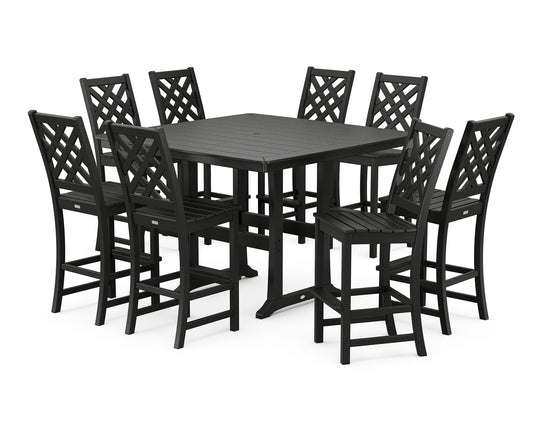 Wovendale Side Chair 9-Piece Square Bar Set with Trestle Legs