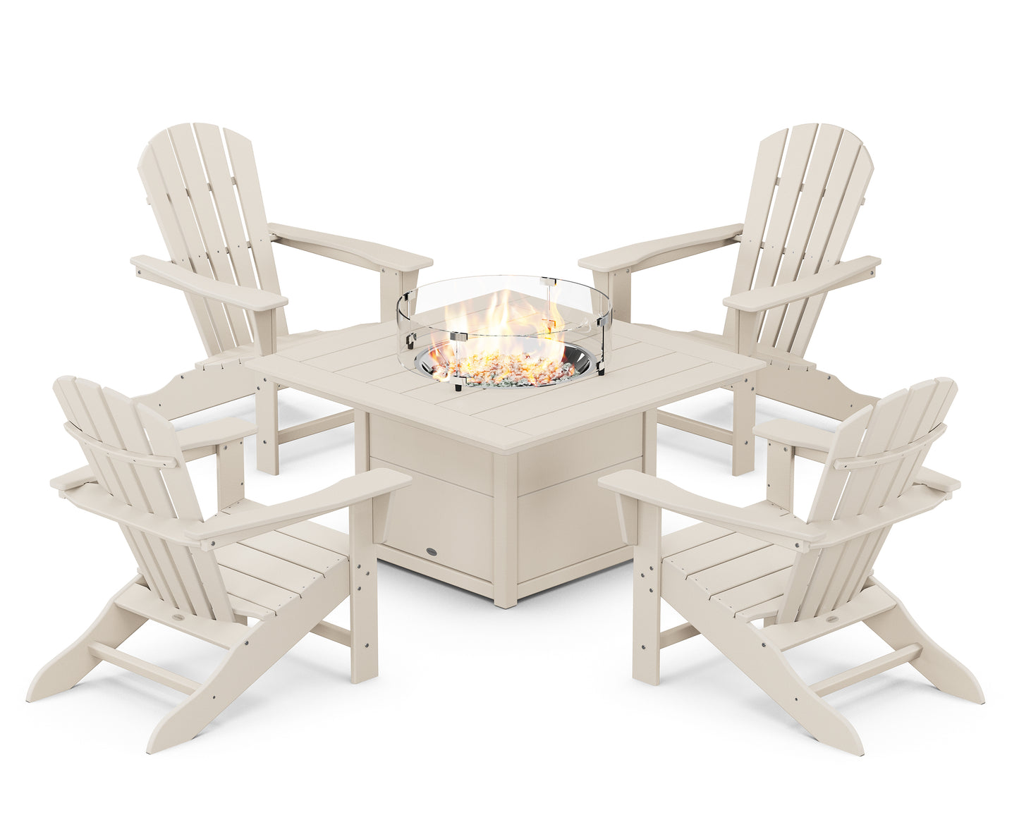 Palm Coast 5-Piece Adirondack Chair Conversation Set with Fire Pit Table